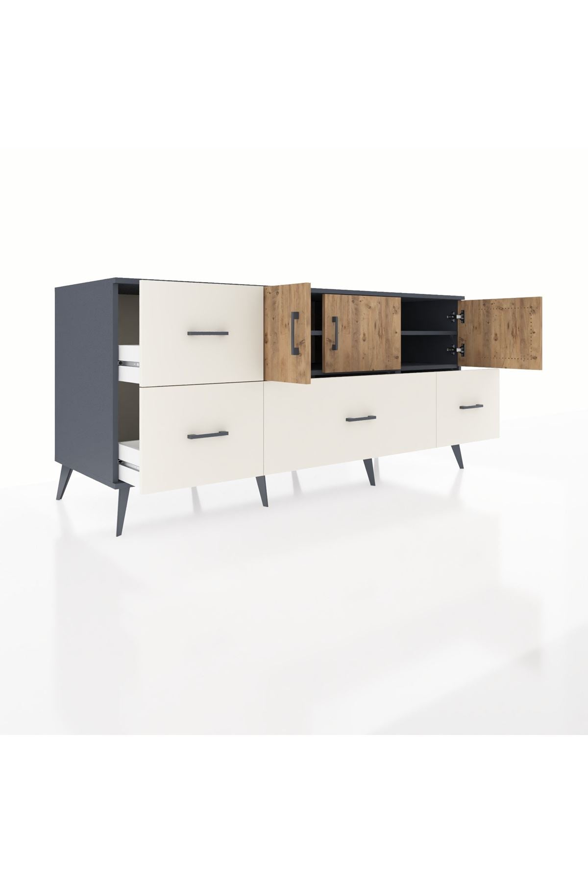 Kronos Konsol 4 Raflı 4 Çekmeceli 3 Kapaklı 176x59x83 - S610M050V10C