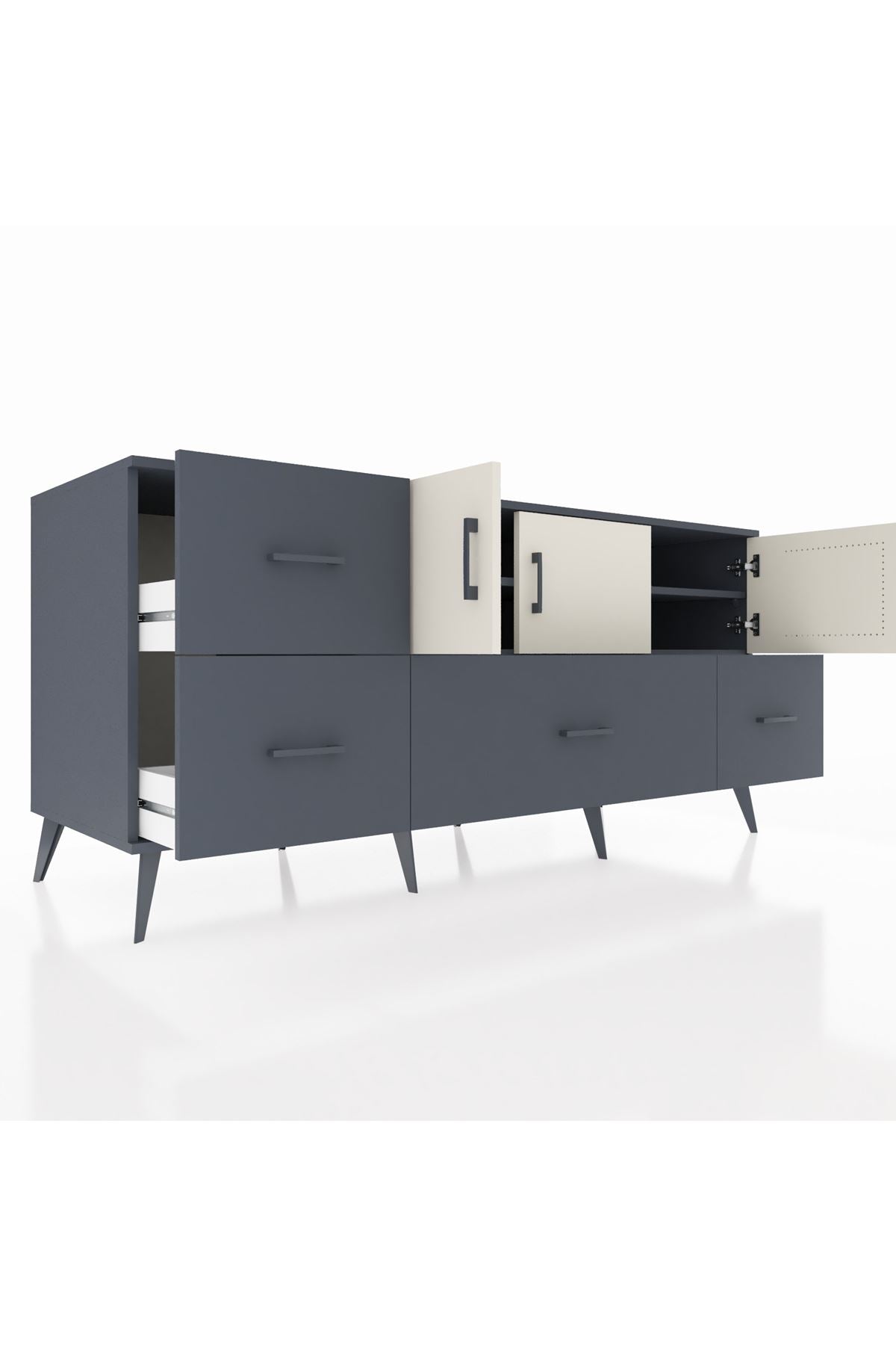 Kronos Konsol 4 Raflı 4 Çekmeceli 3 Kapaklı 176x59x83 - S610M050V14C