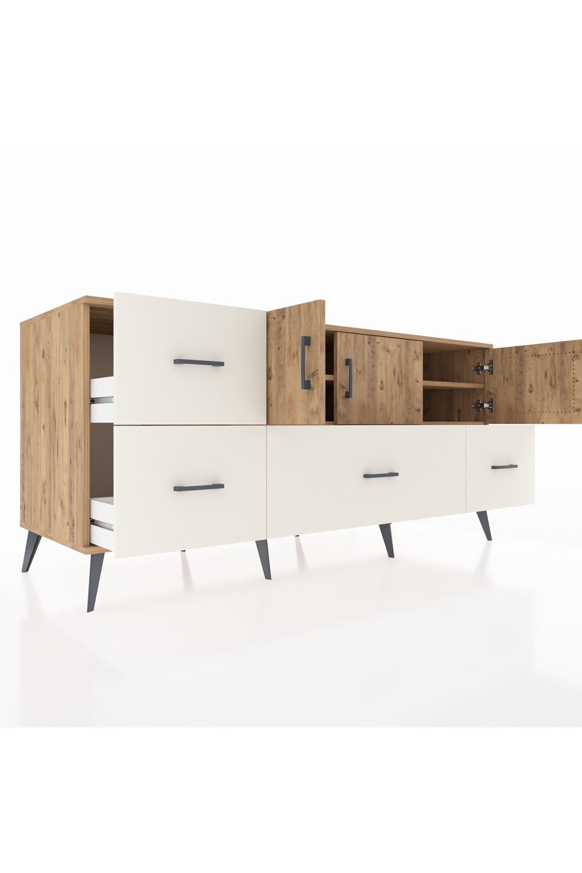 Kronos Konsol 4 Raflı 4 Çekmeceli 3 Kapaklı 176x59x83 - S610M050V19C