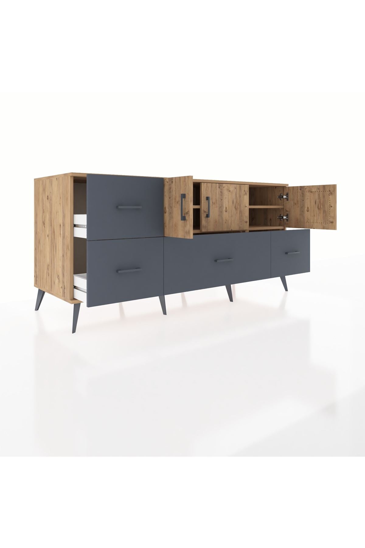 Kronos Konsol 4 Raflı 4 Çekmeceli 3 Kapaklı 176x59x83 - S610M050V20C
