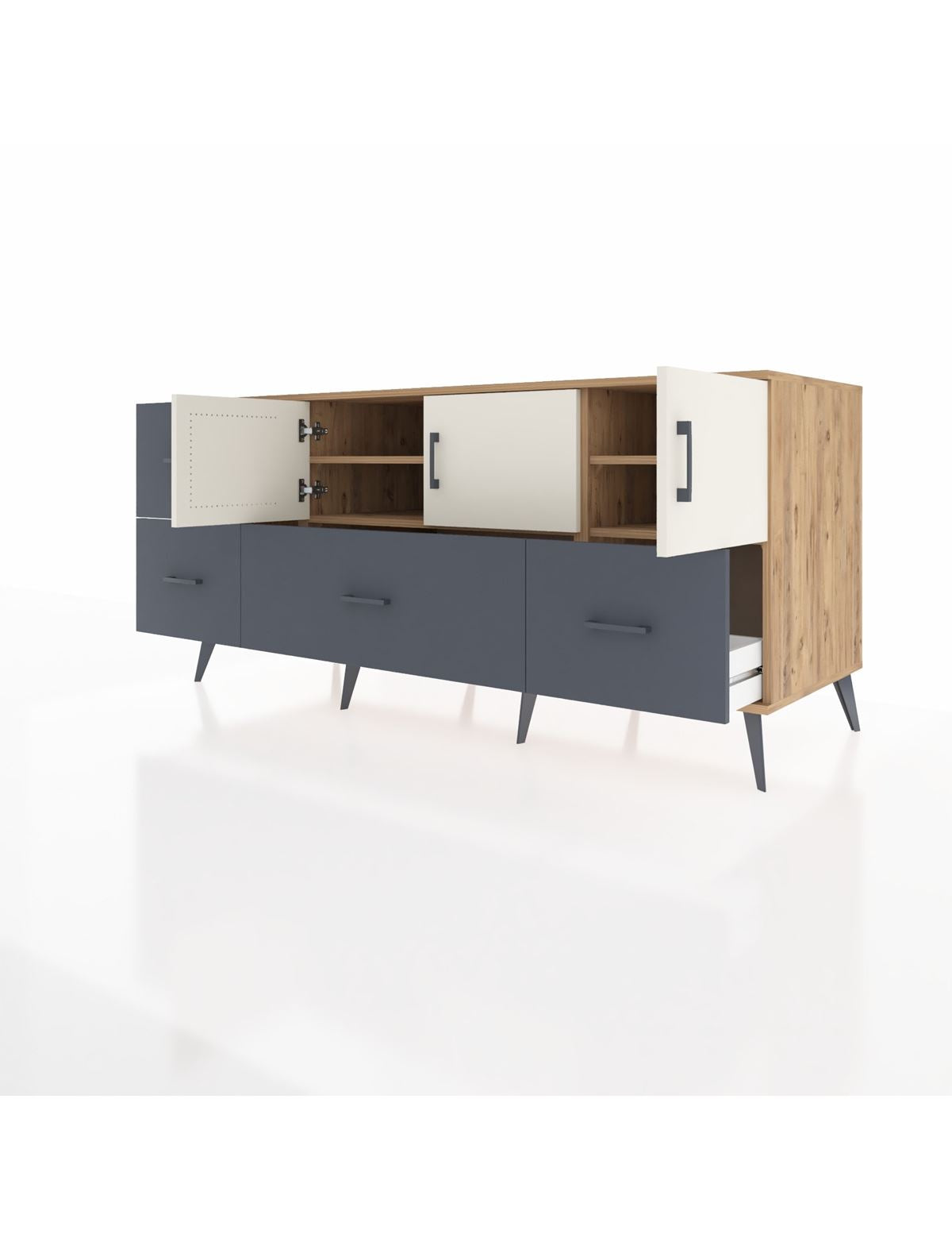 Kronos Konsol 4 Raflı 4 Çekmeceli 3 Kapaklı 176x59x83 - S610M050V23C