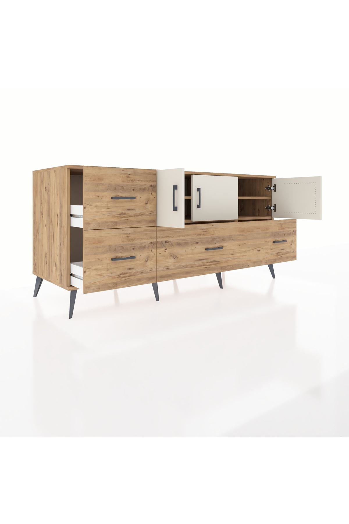 Kronos Konsol 4 Raflı 4 Çekmeceli 3 Kapaklı 176x59x83 - S610M050V24C