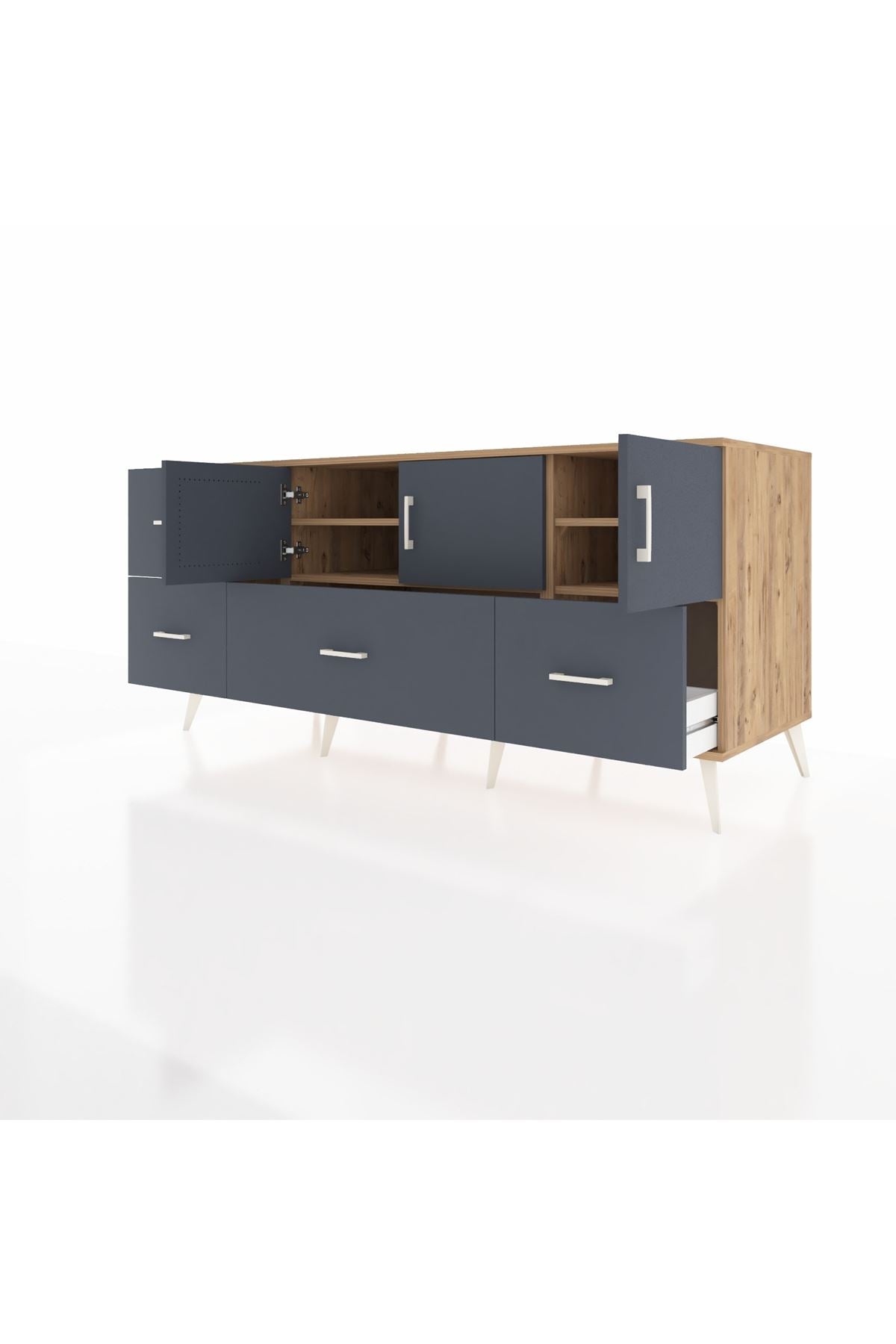 Kronos Konsol 4 Raflı 4 Çekmeceli 3 Kapaklı 176x59x83 - S610M050V26C