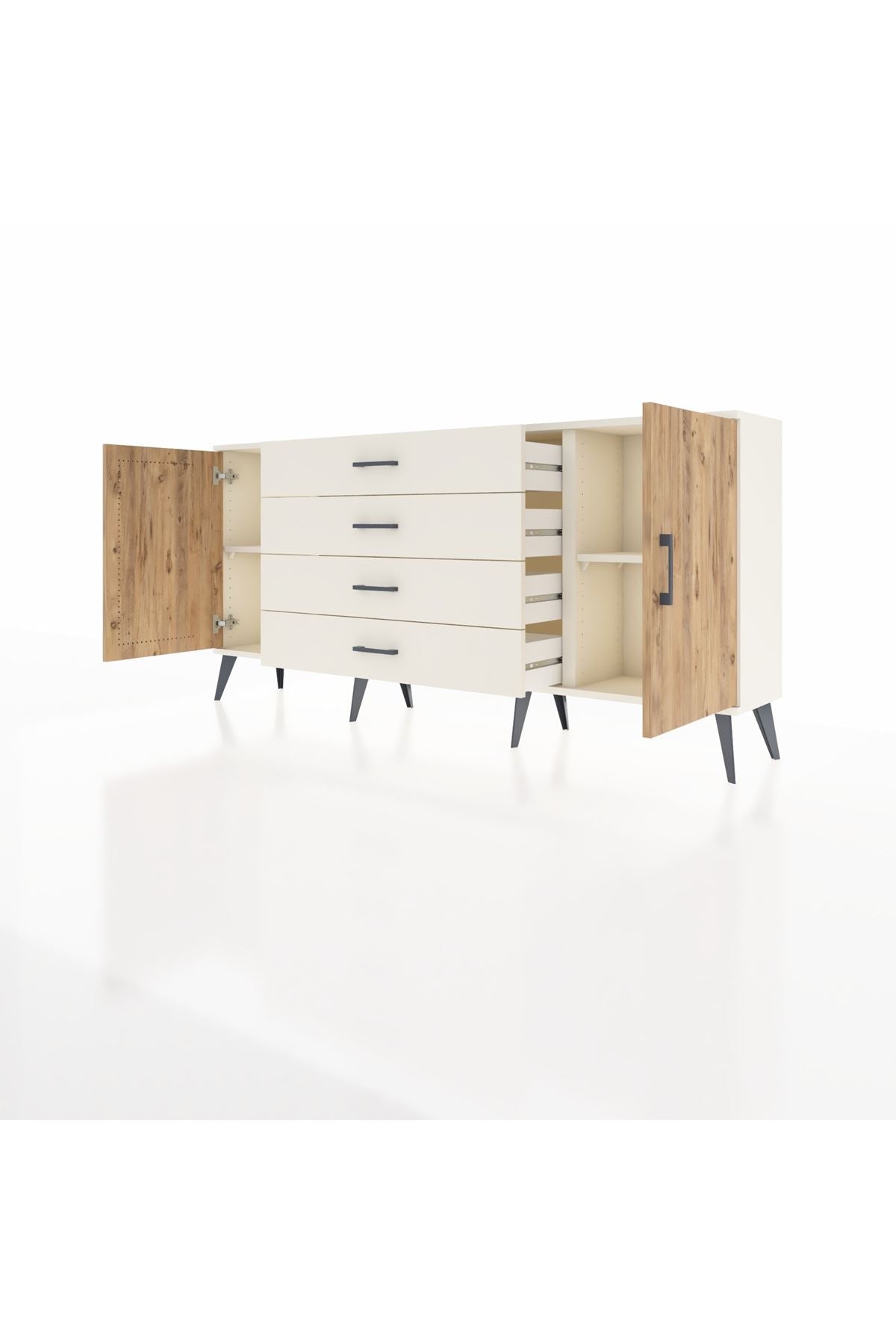 Arges Konsol 2 Raflı 4 Çekmeceli 2 Kapaklı 176x30x83 - S148M001V01A