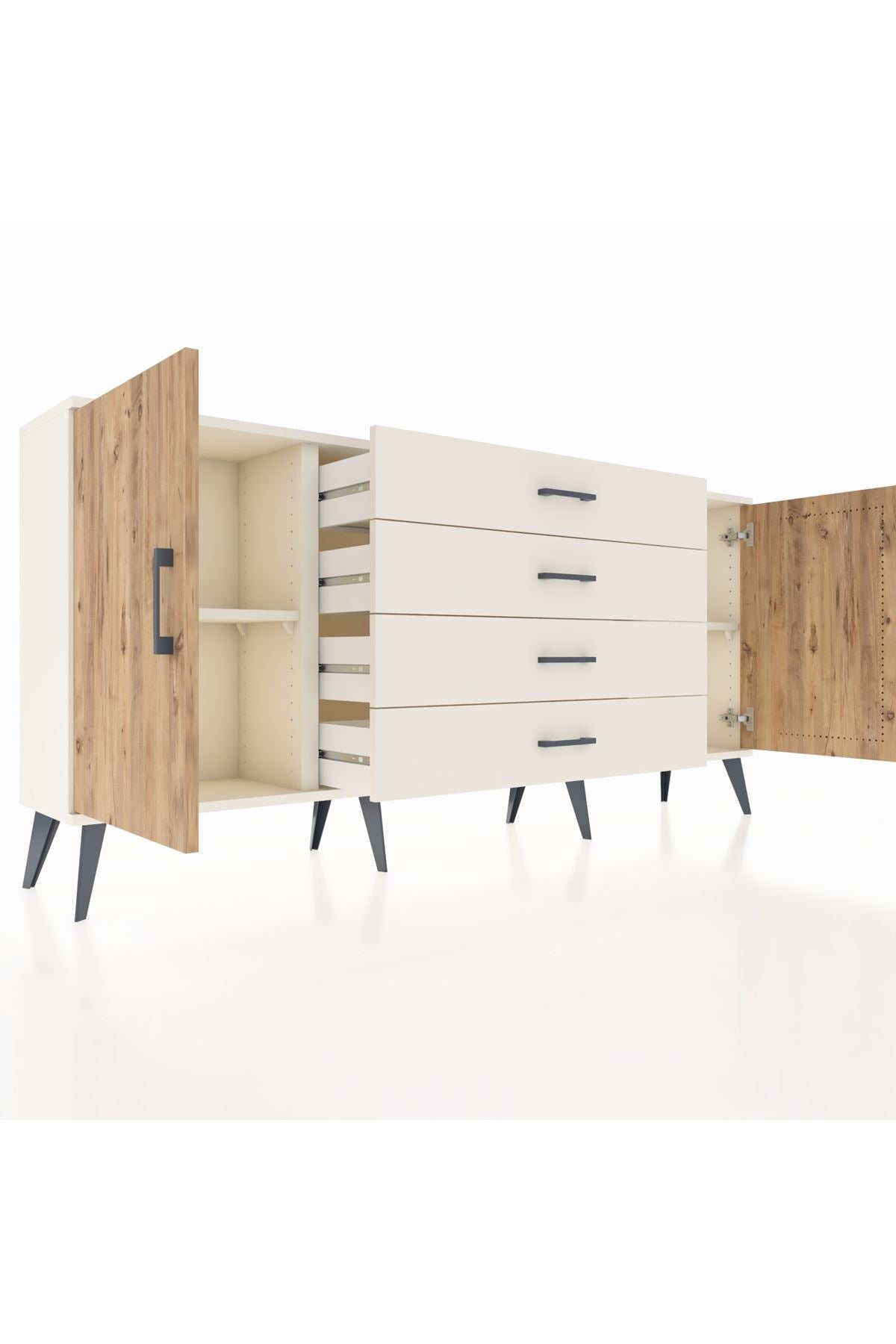 Arges Konsol 2 Raflı 4 Çekmeceli 2 Kapaklı 176x30x83 - S148M001V01A