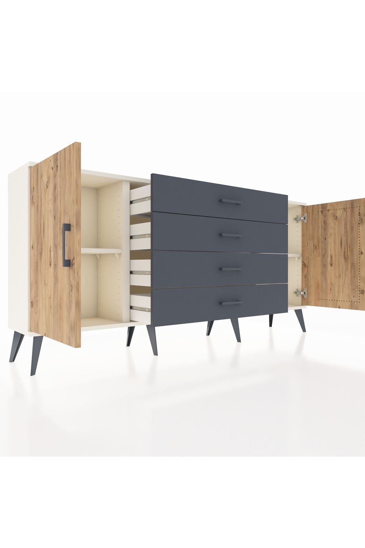 Arges Konsol 2 Raflı 4 Çekmeceli 2 Kapaklı 176x30x83 - S148M001V02A