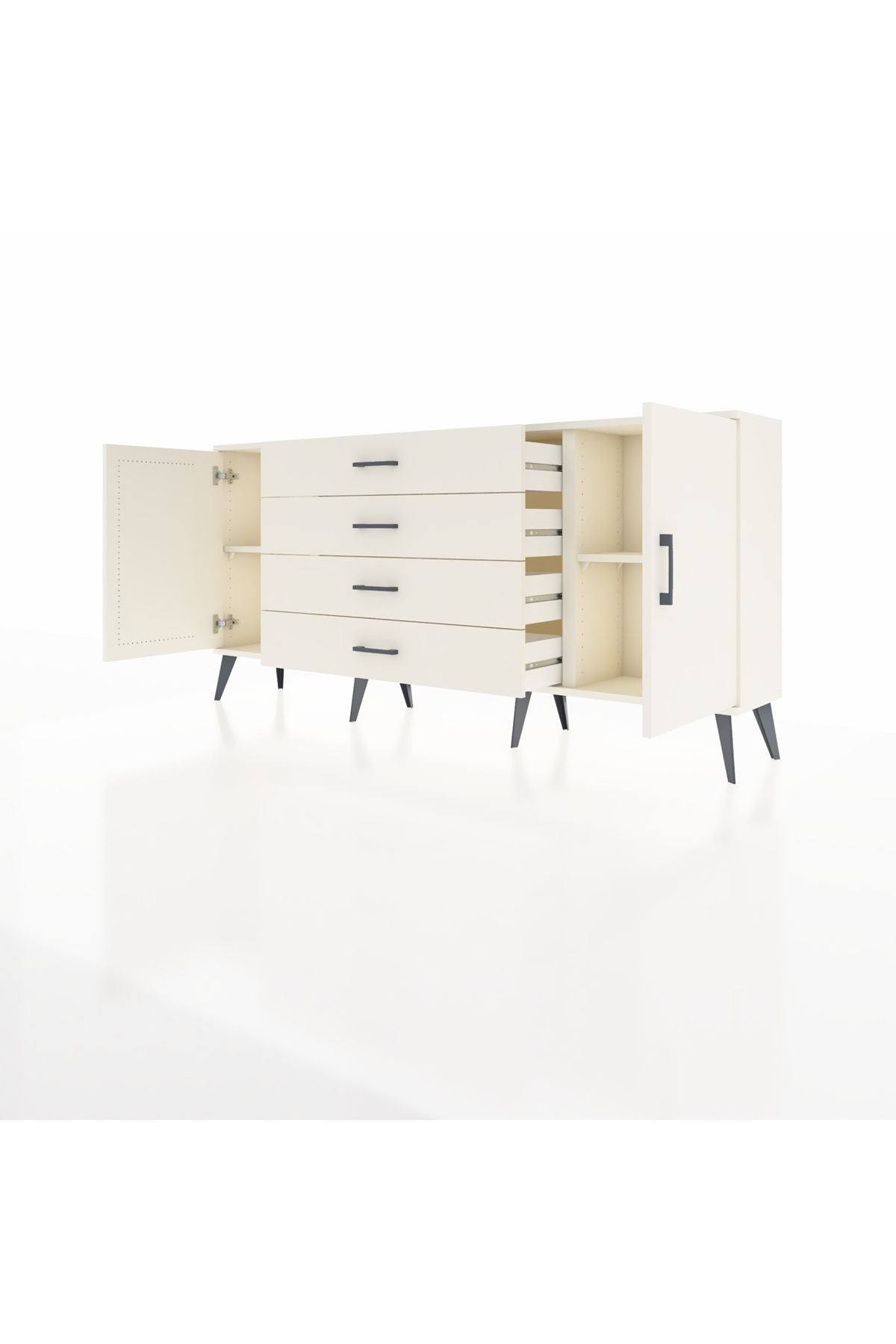 Arges Konsol 2 Raflı 4 Çekmeceli 2 Kapaklı 176x30x83 - S148M001V04A