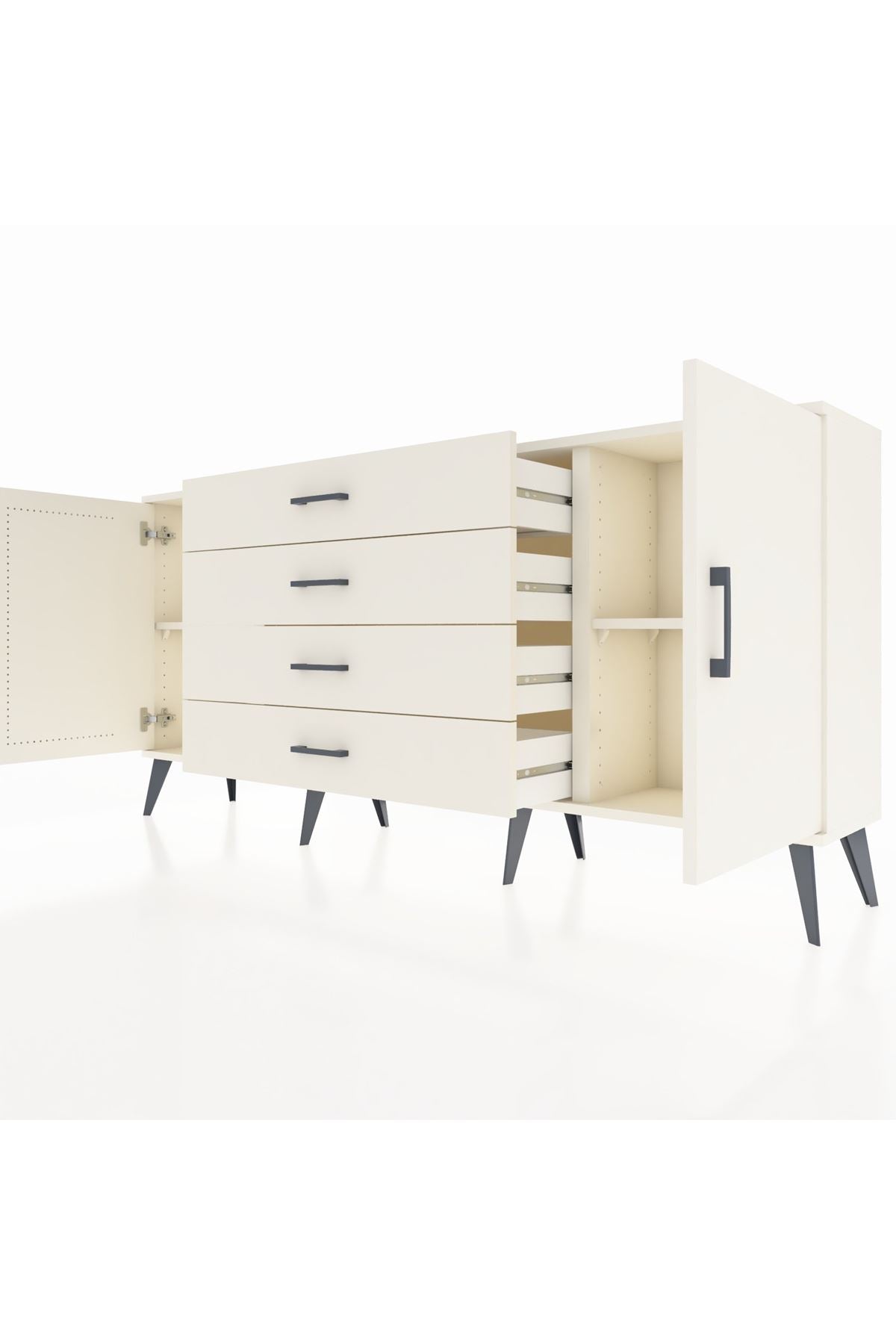 Arges Konsol 2 Raflı 4 Çekmeceli 2 Kapaklı 176x30x83 - S148M001V04A