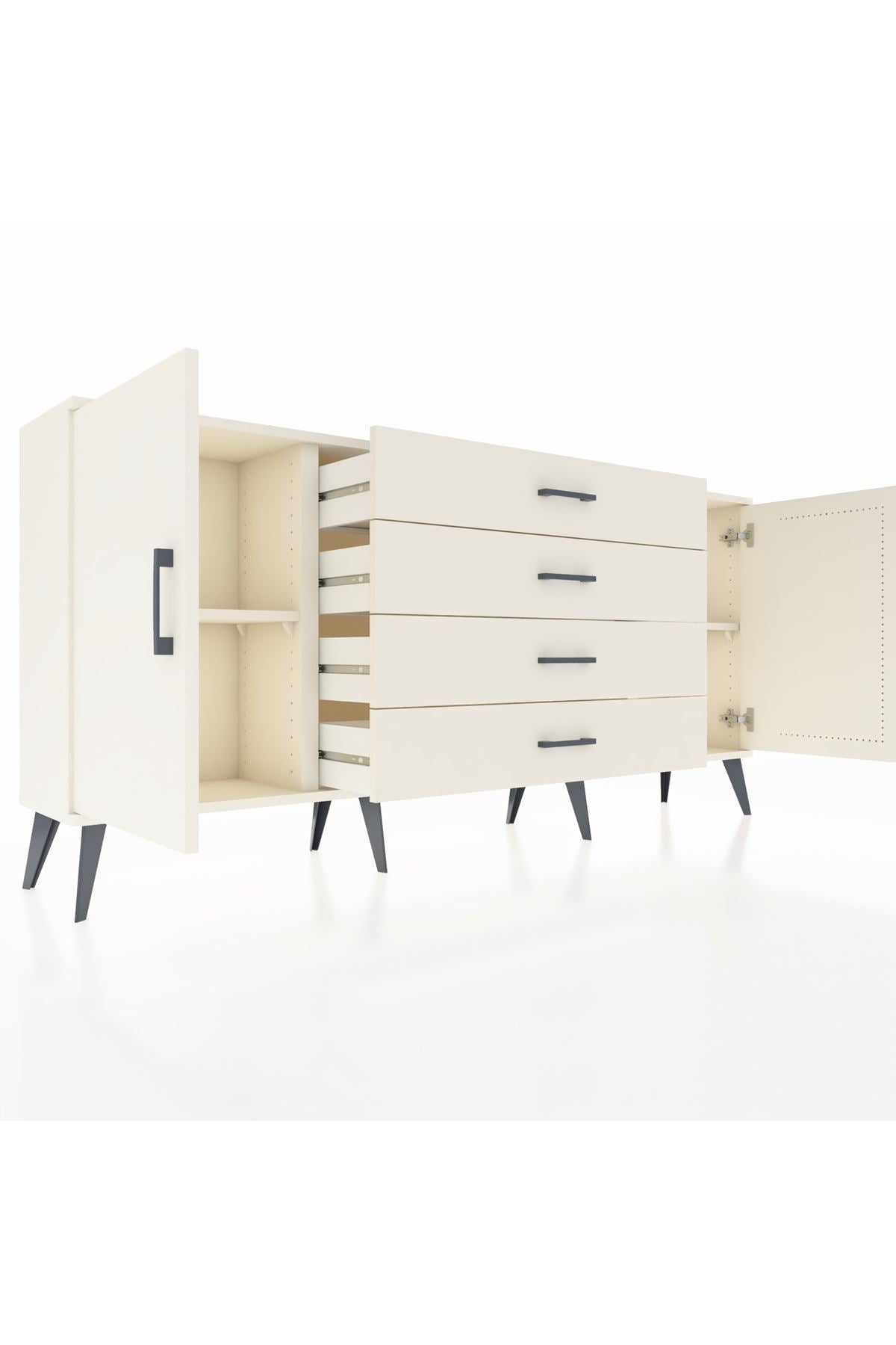 Arges Konsol 2 Raflı 4 Çekmeceli 2 Kapaklı 176x30x83 - S148M001V04A