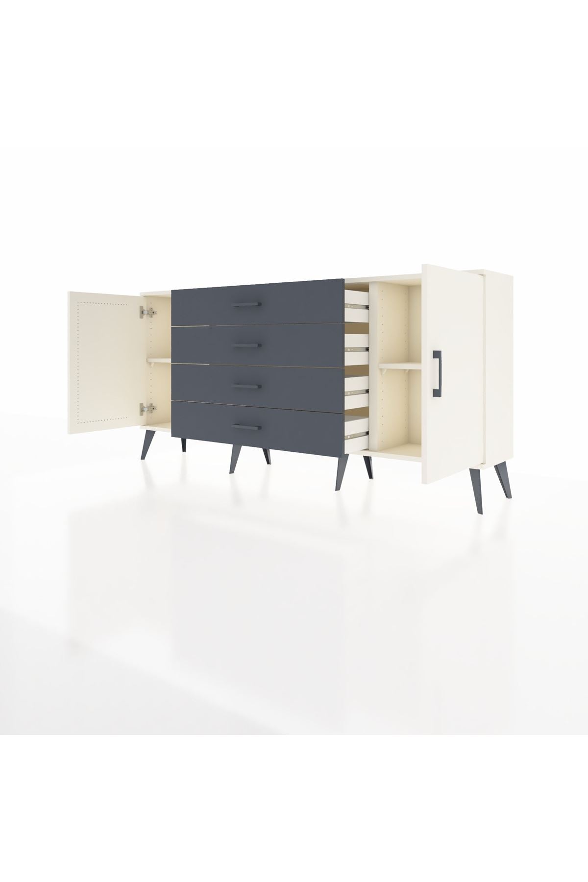 Arges Konsol 2 Raflı 4 Çekmeceli 2 Kapaklı 176x30x83 - S148M001V05A