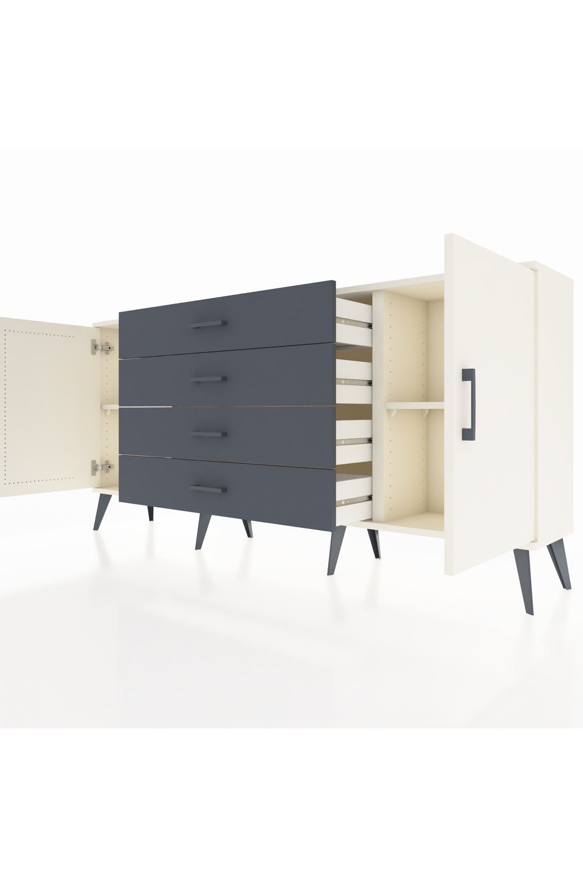 Arges Konsol 2 Raflı 4 Çekmeceli 2 Kapaklı 176x30x83 - S148M001V05A