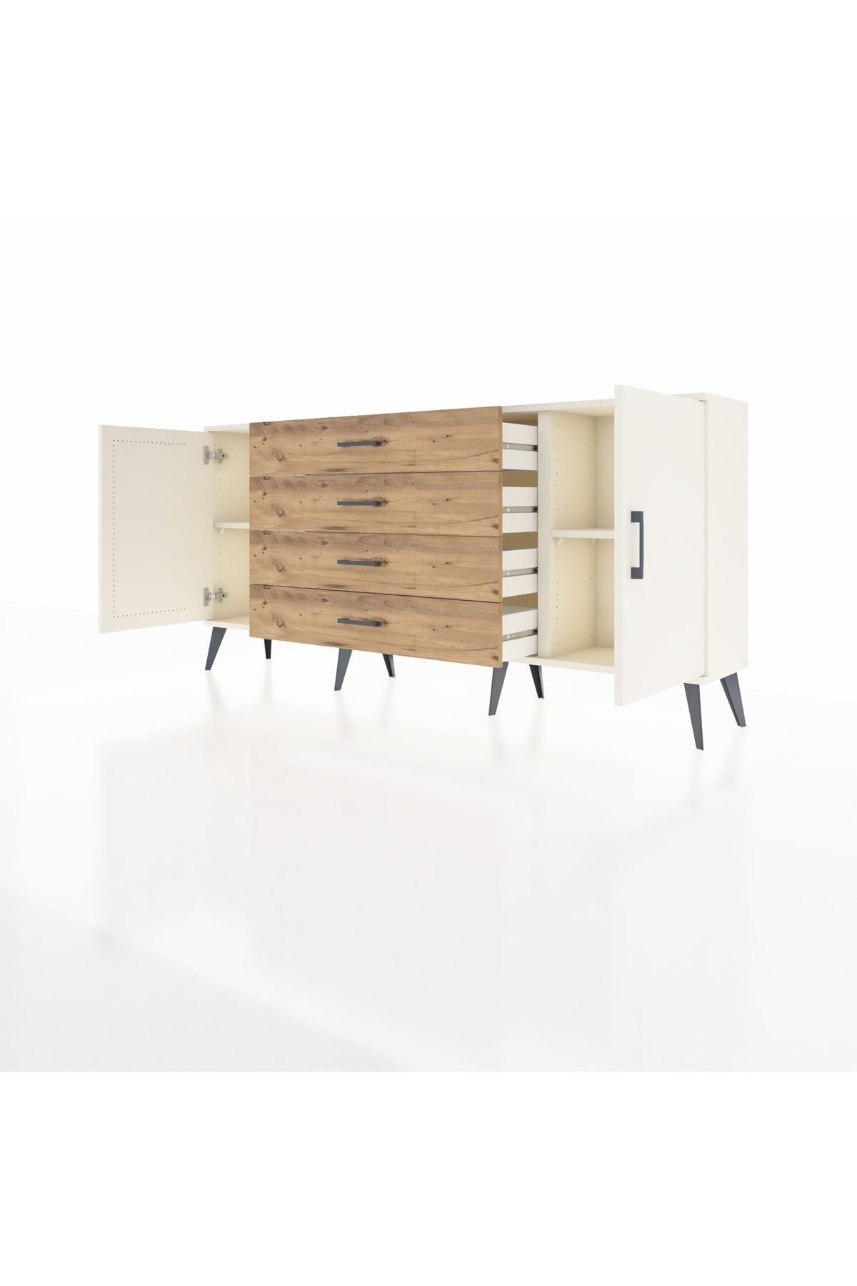 Arges Konsol 2 Raflı 4 Çekmeceli 2 Kapaklı 176x30x83 - S148M001V06A