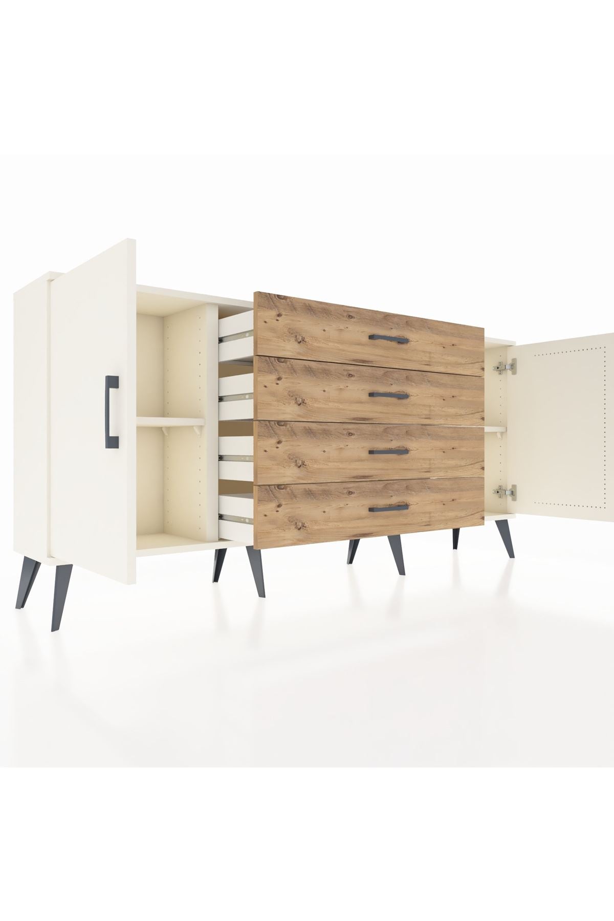 Arges Konsol 2 Raflı 4 Çekmeceli 2 Kapaklı 176x30x83 - S148M001V06A