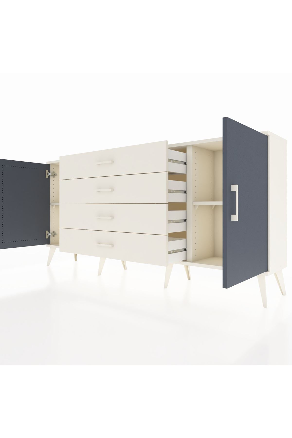 Arges Konsol 2 Raflı 4 Çekmeceli 2 Kapaklı 176x30x83 - S148M001V07A