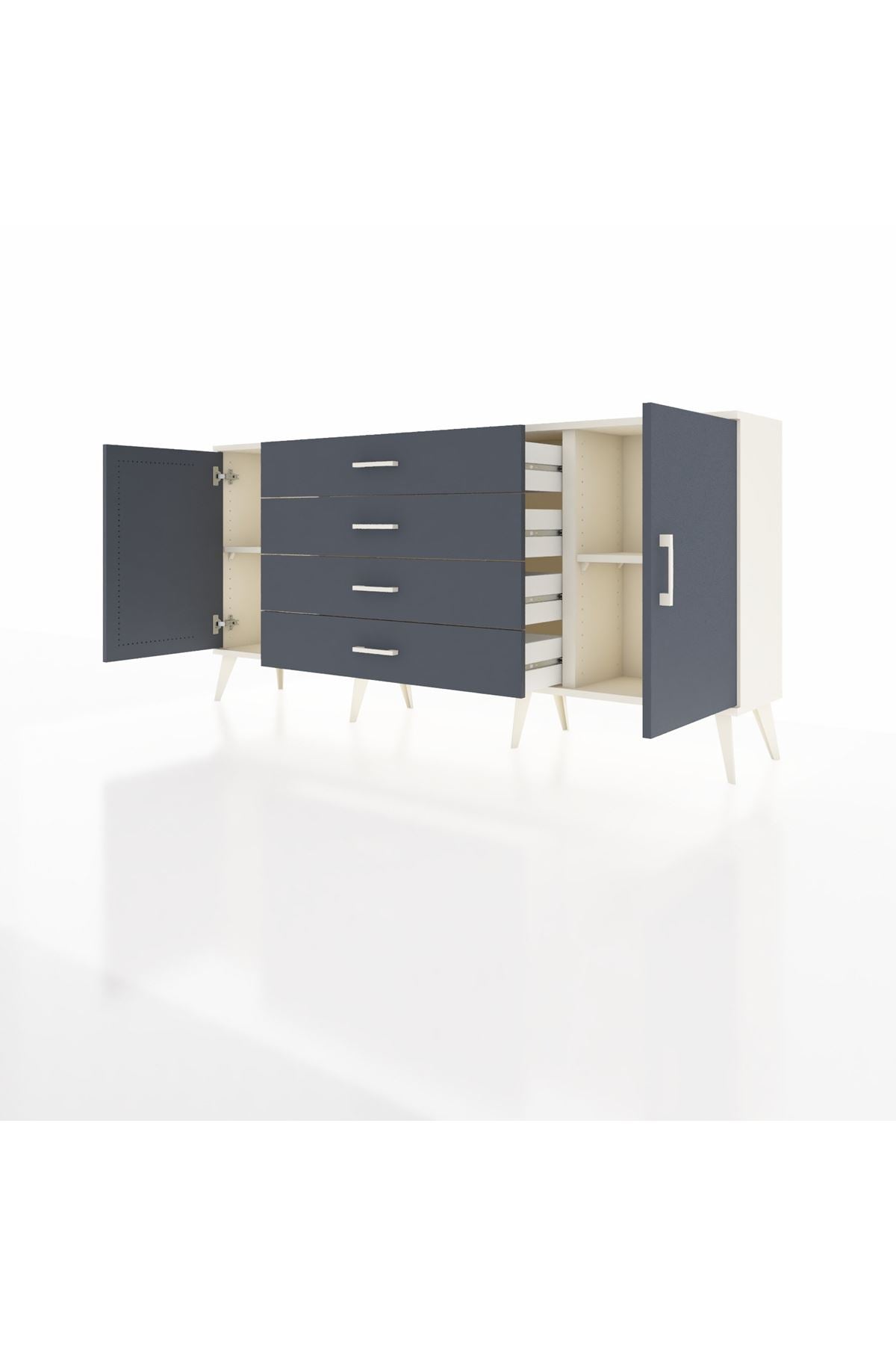 Arges Konsol 2 Raflı 4 Çekmeceli 2 Kapaklı 176x30x83 - S148M001V08A