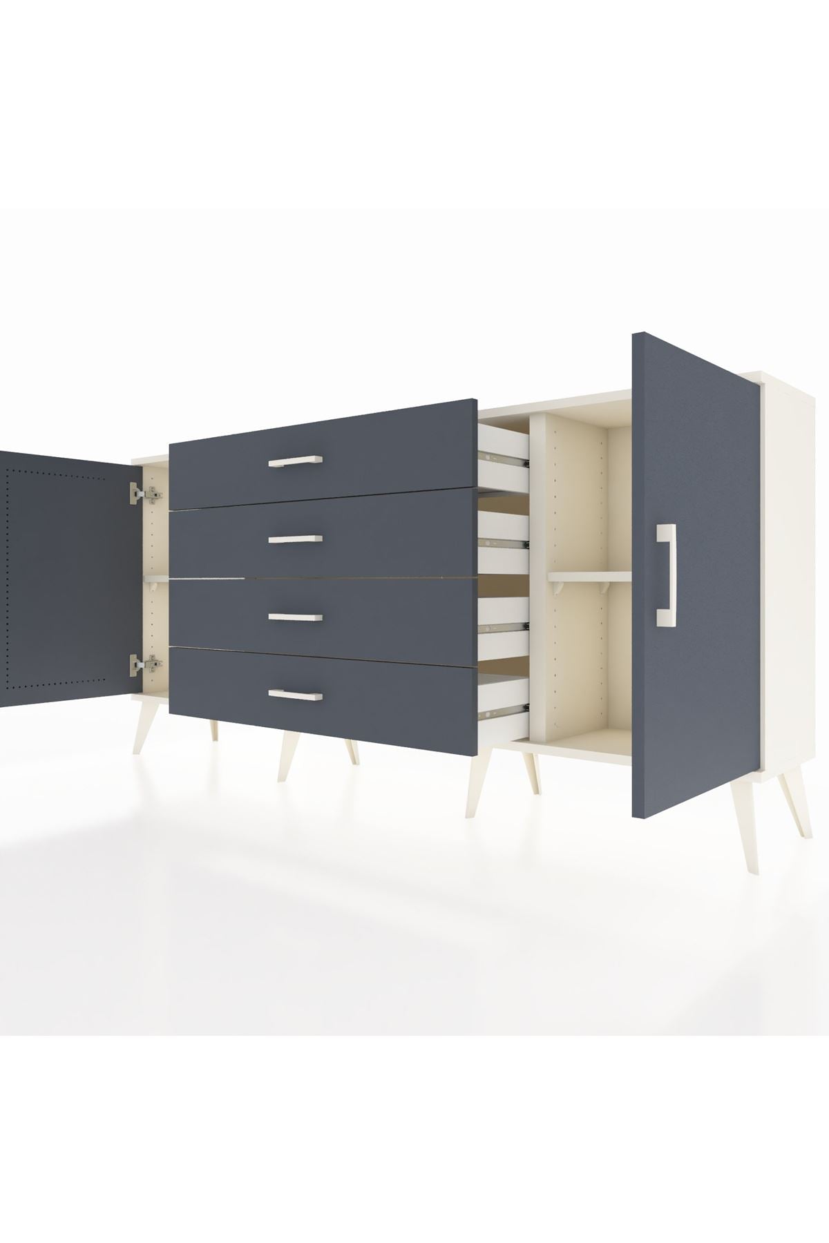 Arges Konsol 2 Raflı 4 Çekmeceli 2 Kapaklı 176x30x83 - S148M001V08A