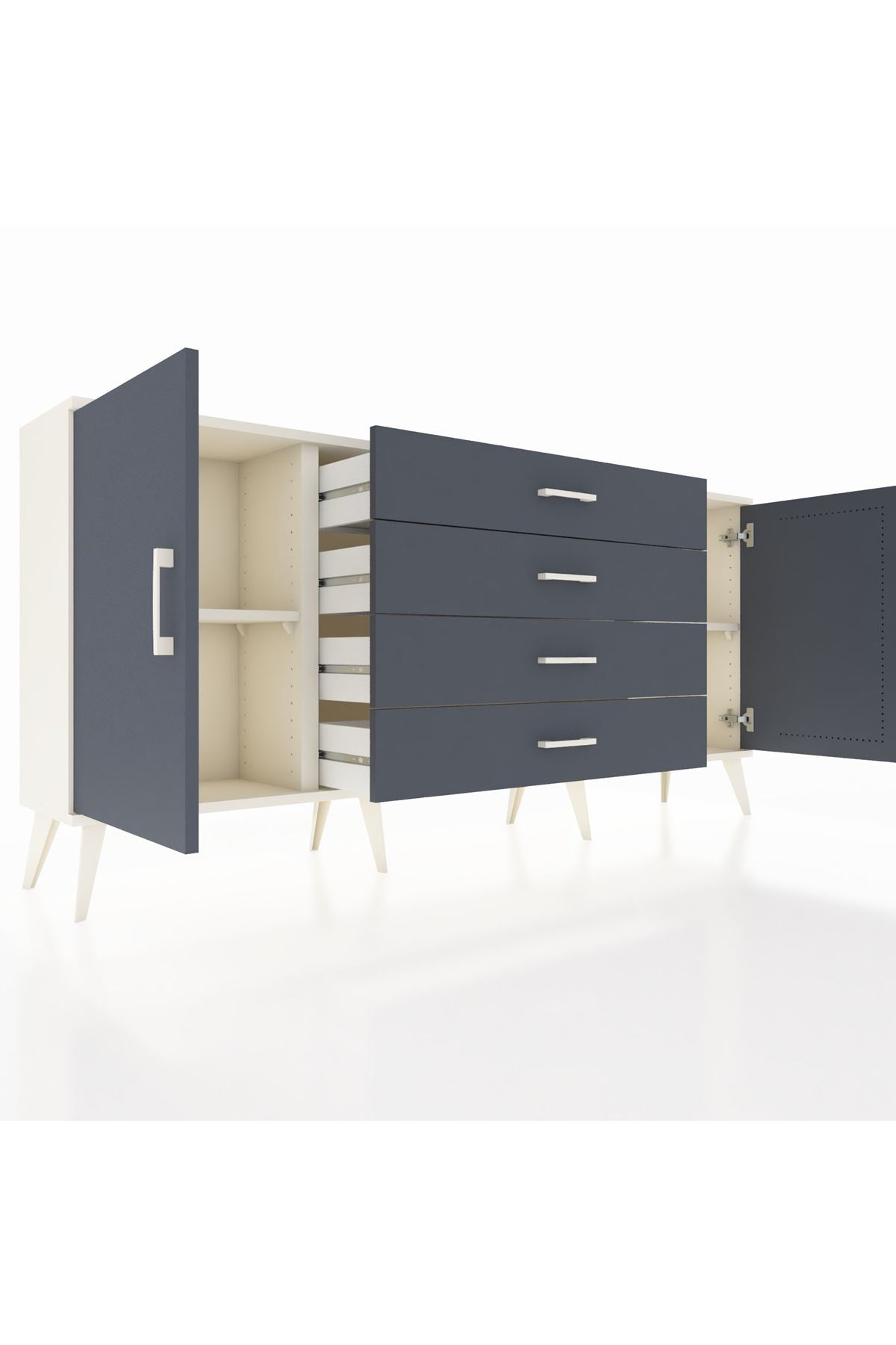 Arges Konsol 2 Raflı 4 Çekmeceli 2 Kapaklı 176x30x83 - S148M001V08A