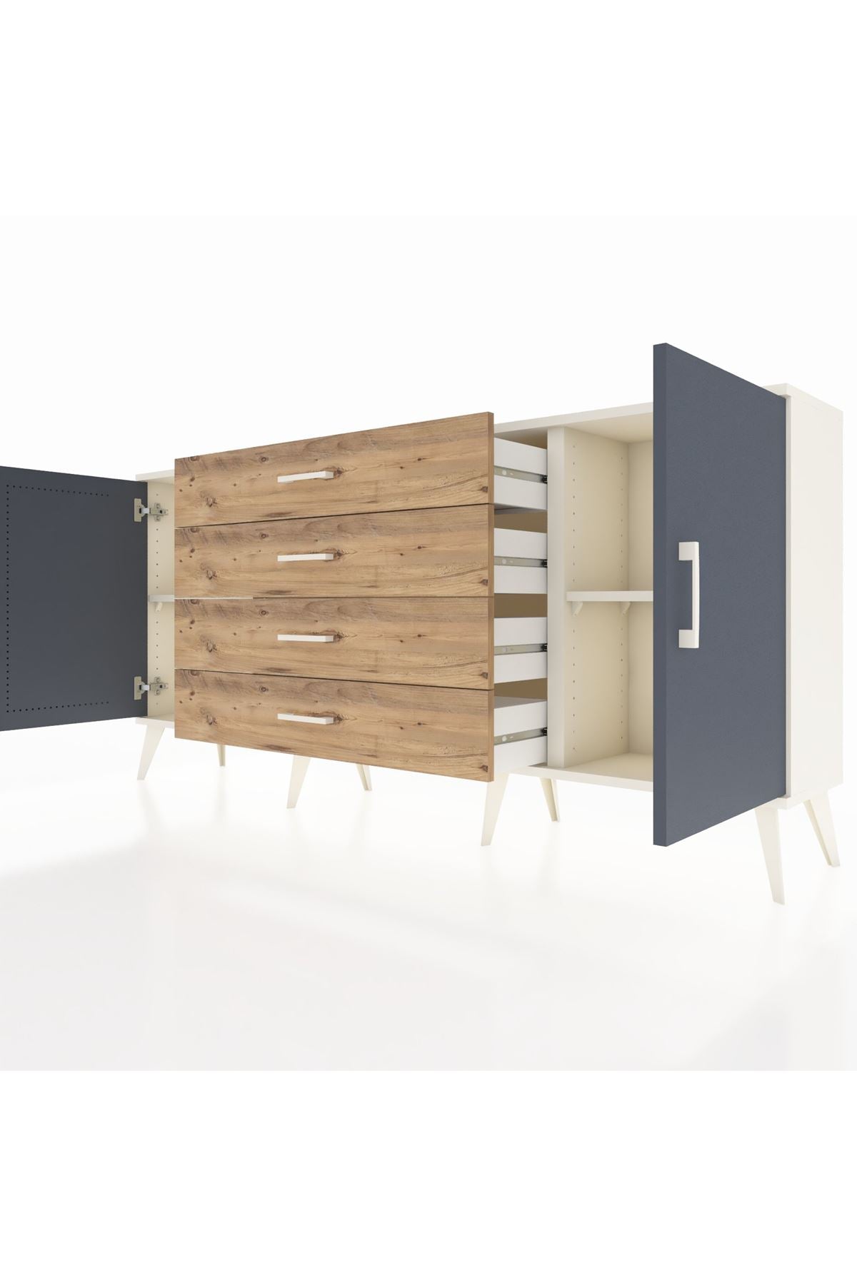 Arges Konsol 2 Raflı 4 Çekmeceli 2 Kapaklı 176x30x83 - S148M001V09A