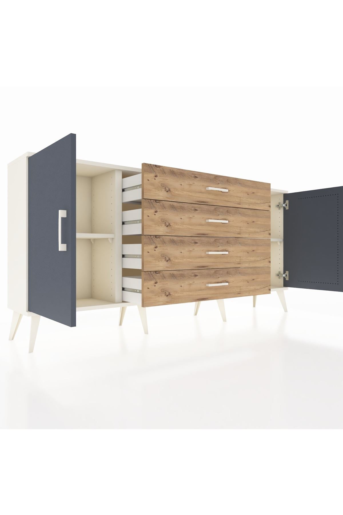 Arges Konsol 2 Raflı 4 Çekmeceli 2 Kapaklı 176x30x83 - S148M001V09A