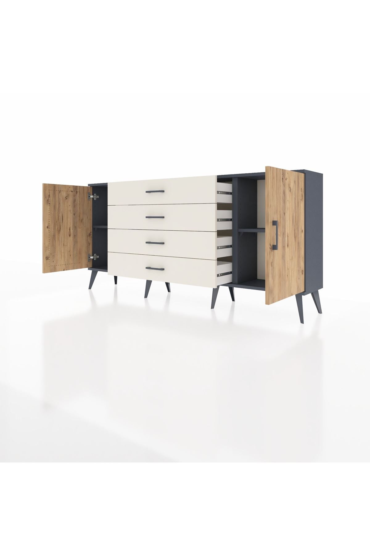 Arges Konsol 2 Raflı 4 Çekmeceli 2 Kapaklı 176x30x83 - S148M001V10A