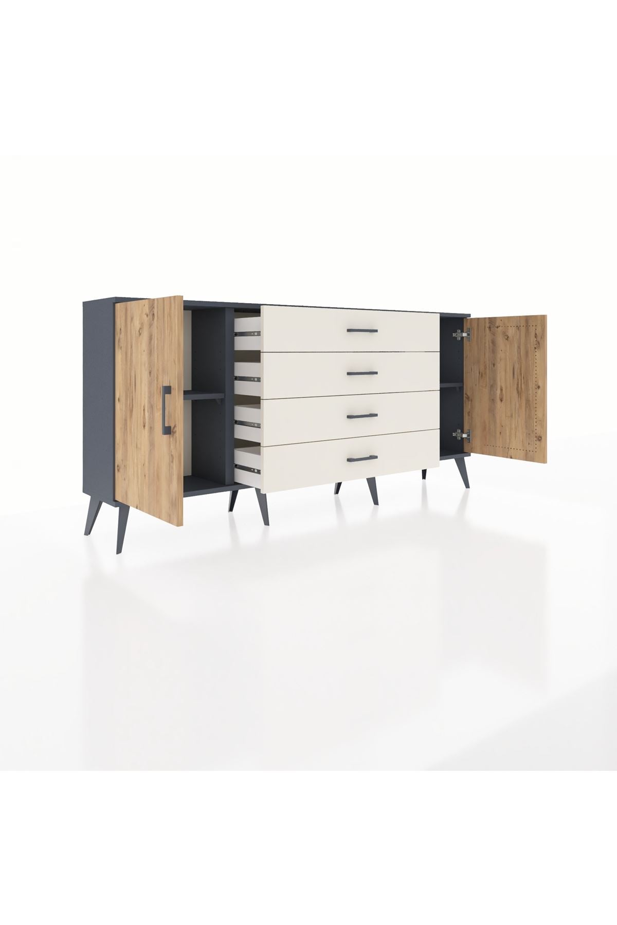 Arges Konsol 2 Raflı 4 Çekmeceli 2 Kapaklı 176x30x83 - S148M001V10A