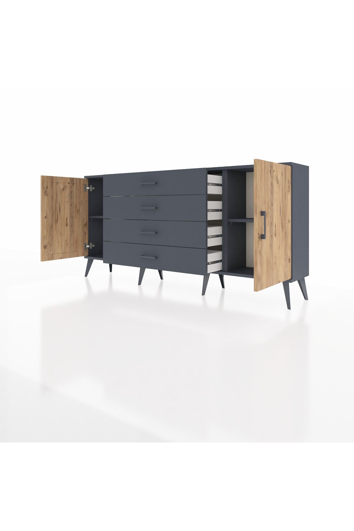 Arges Konsol 2 Raflı 4 Çekmeceli 2 Kapaklı 176x30x83 - S148M001V11A