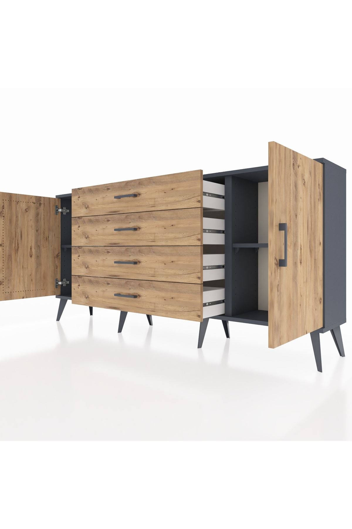 Arges Konsol 2 Raflı 4 Çekmeceli 2 Kapaklı 176x30x83 - S148M001V12A