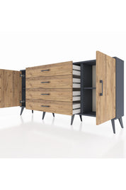 Arges Konsol 2 Raflı 4 Çekmeceli 2 Kapaklı 176x30x83 - S148M001V12A