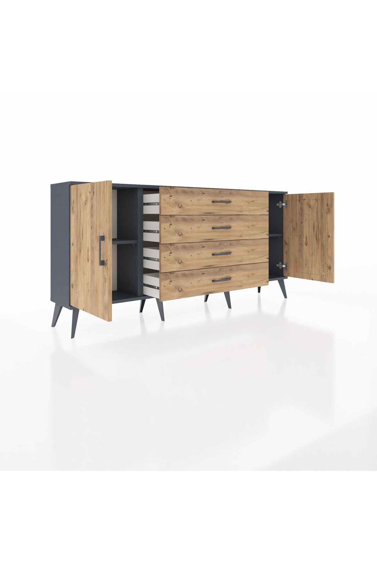 Arges Konsol 2 Raflı 4 Çekmeceli 2 Kapaklı 176x30x83 - S148M001V12A