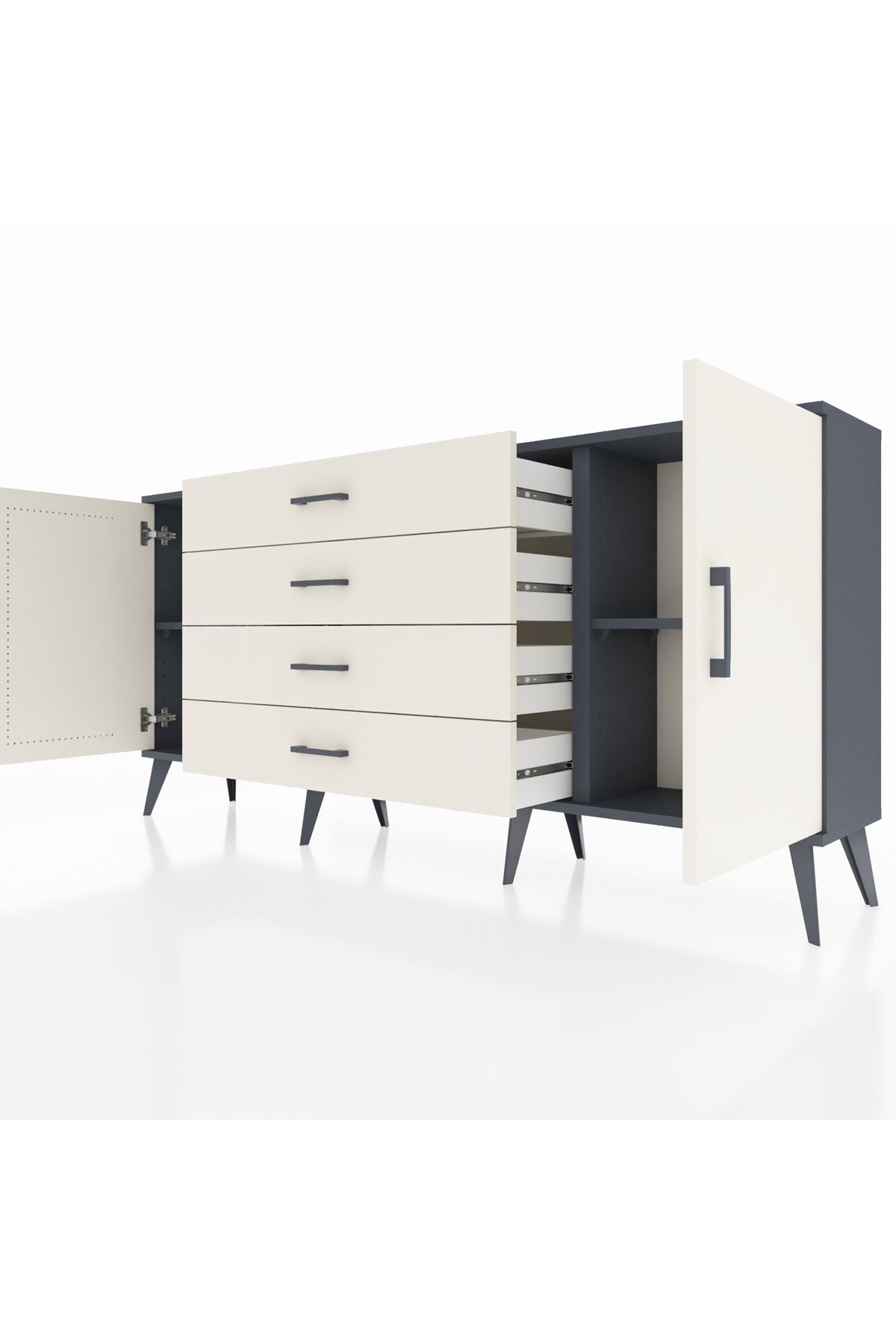 Arges Konsol 2 Raflı 4 Çekmeceli 2 Kapaklı 176x30x83 - S148M001V13A