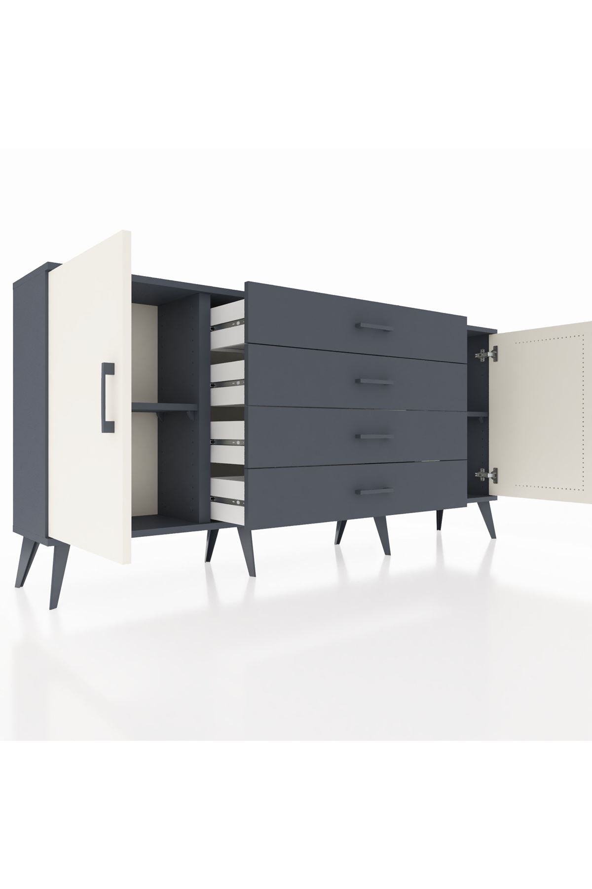 Arges Konsol 2 Raflı 4 Çekmeceli 2 Kapaklı 176x30x83 - S148M001V14A