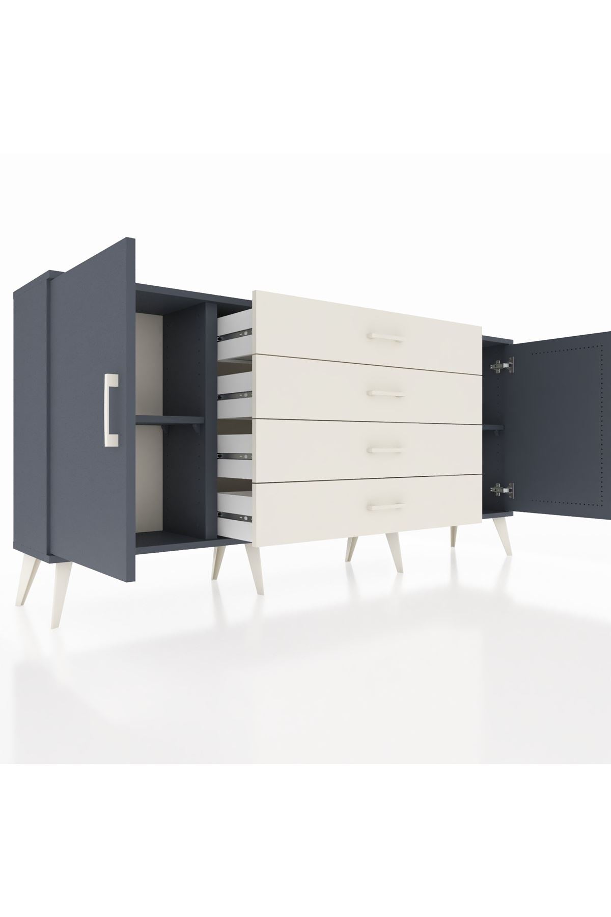 Arges Konsol 2 Raflı 4 Çekmeceli 2 Kapaklı 176x30x83 - S148M001V16A