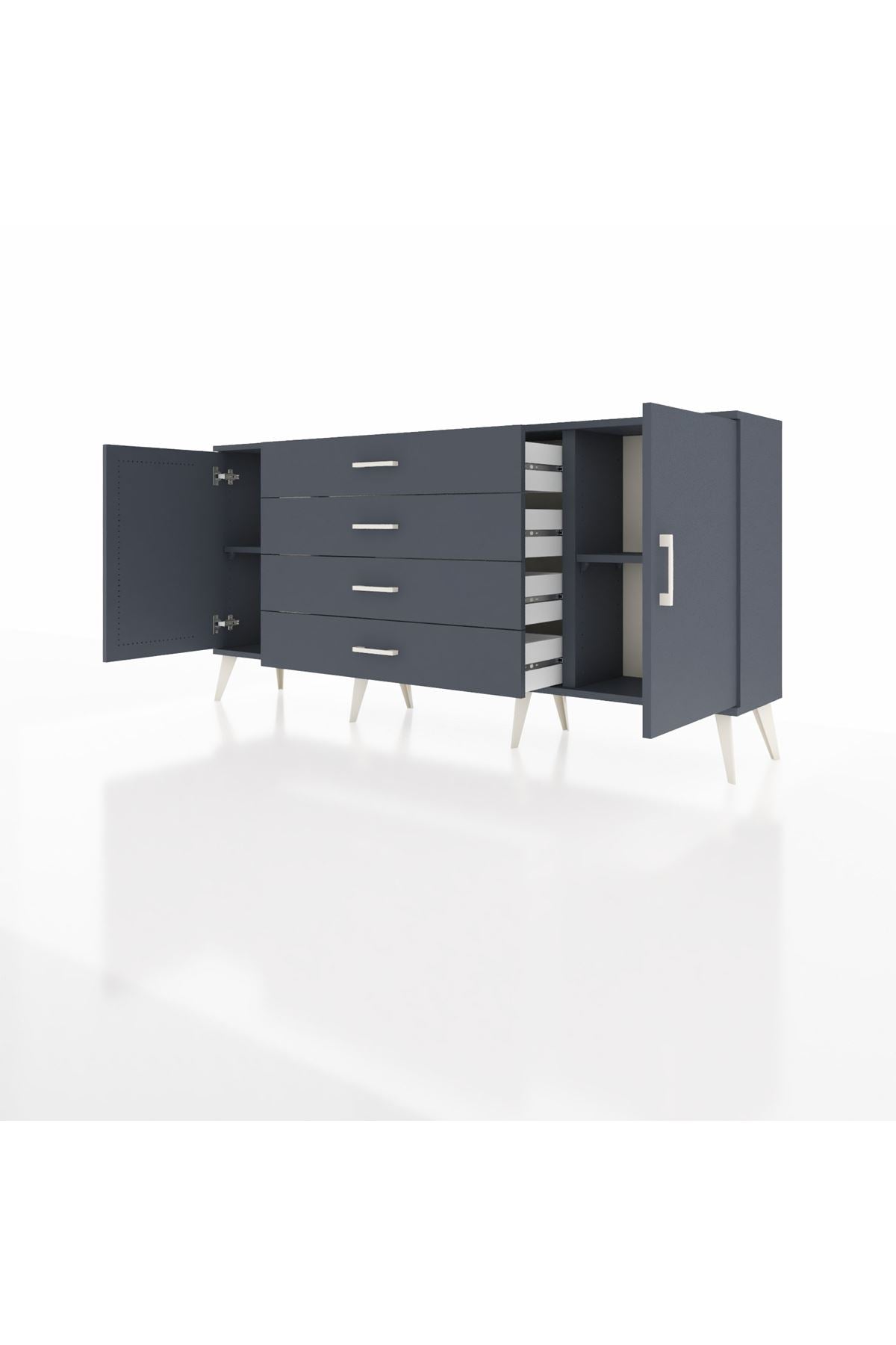 Arges Konsol 2 Raflı 4 Çekmeceli 2 Kapaklı 176x30x83 - S148M001V17A