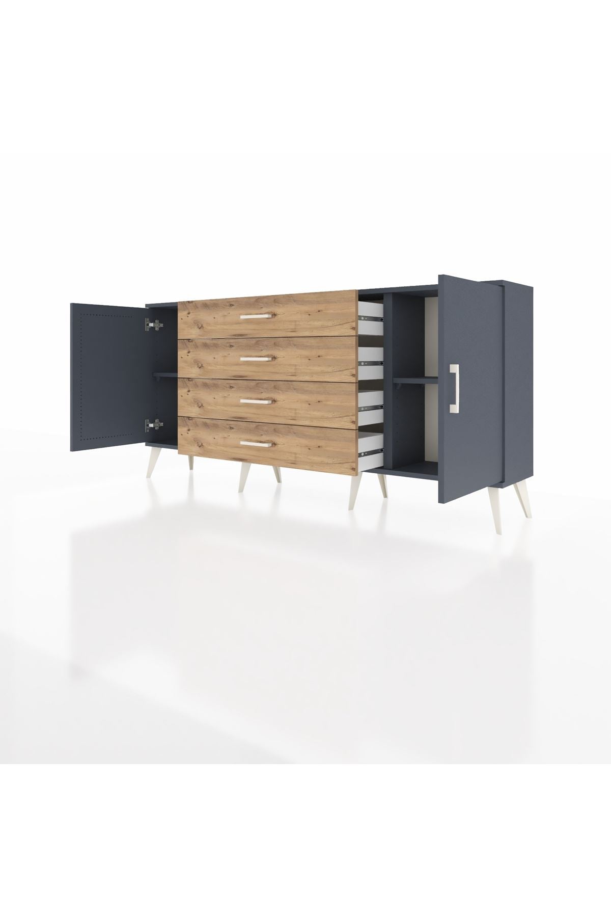 Arges Konsol 2 Raflı 4 Çekmeceli 2 Kapaklı 176x30x83 - S148M001V18A