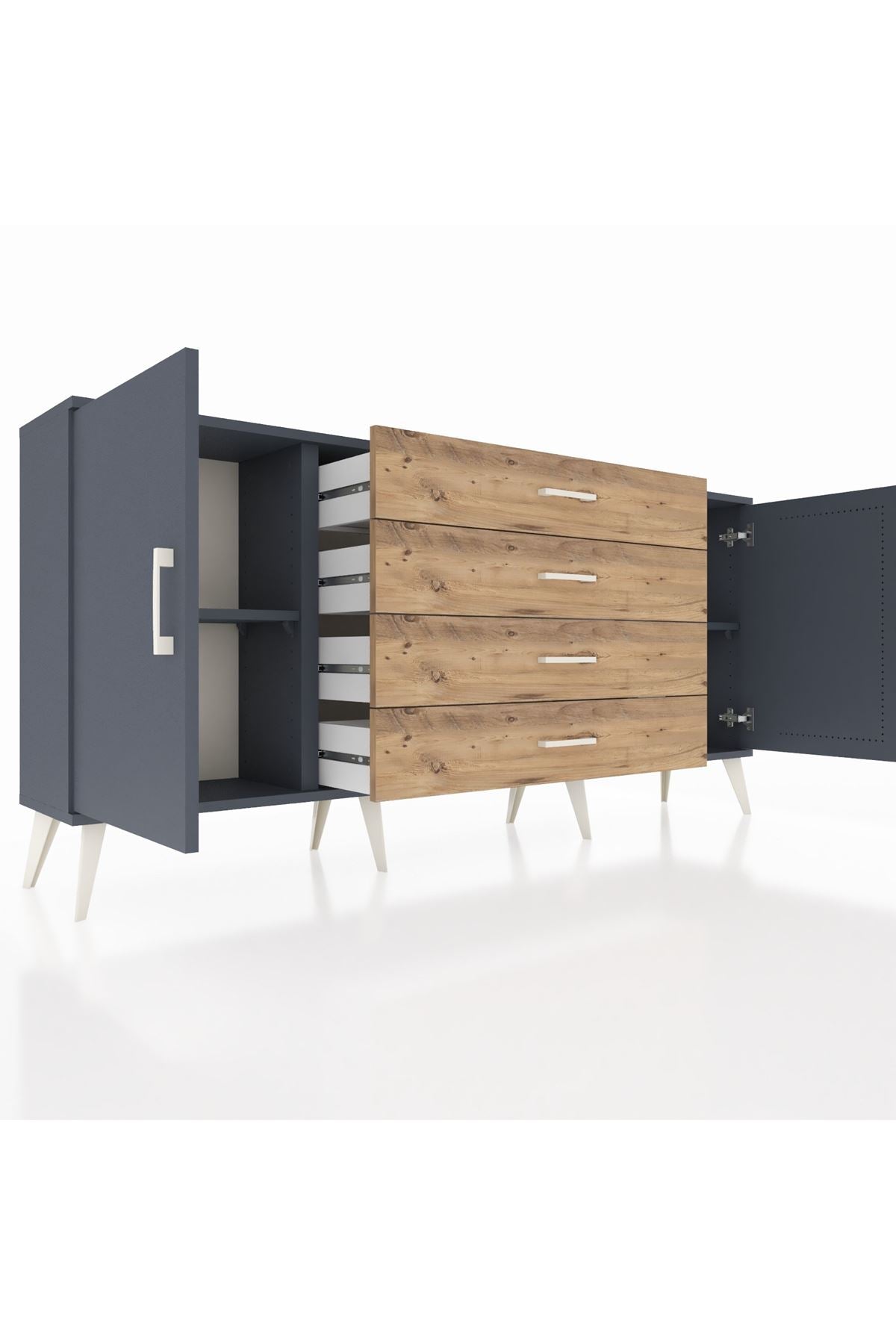 Arges Konsol 2 Raflı 4 Çekmeceli 2 Kapaklı 176x30x83 - S148M001V18A