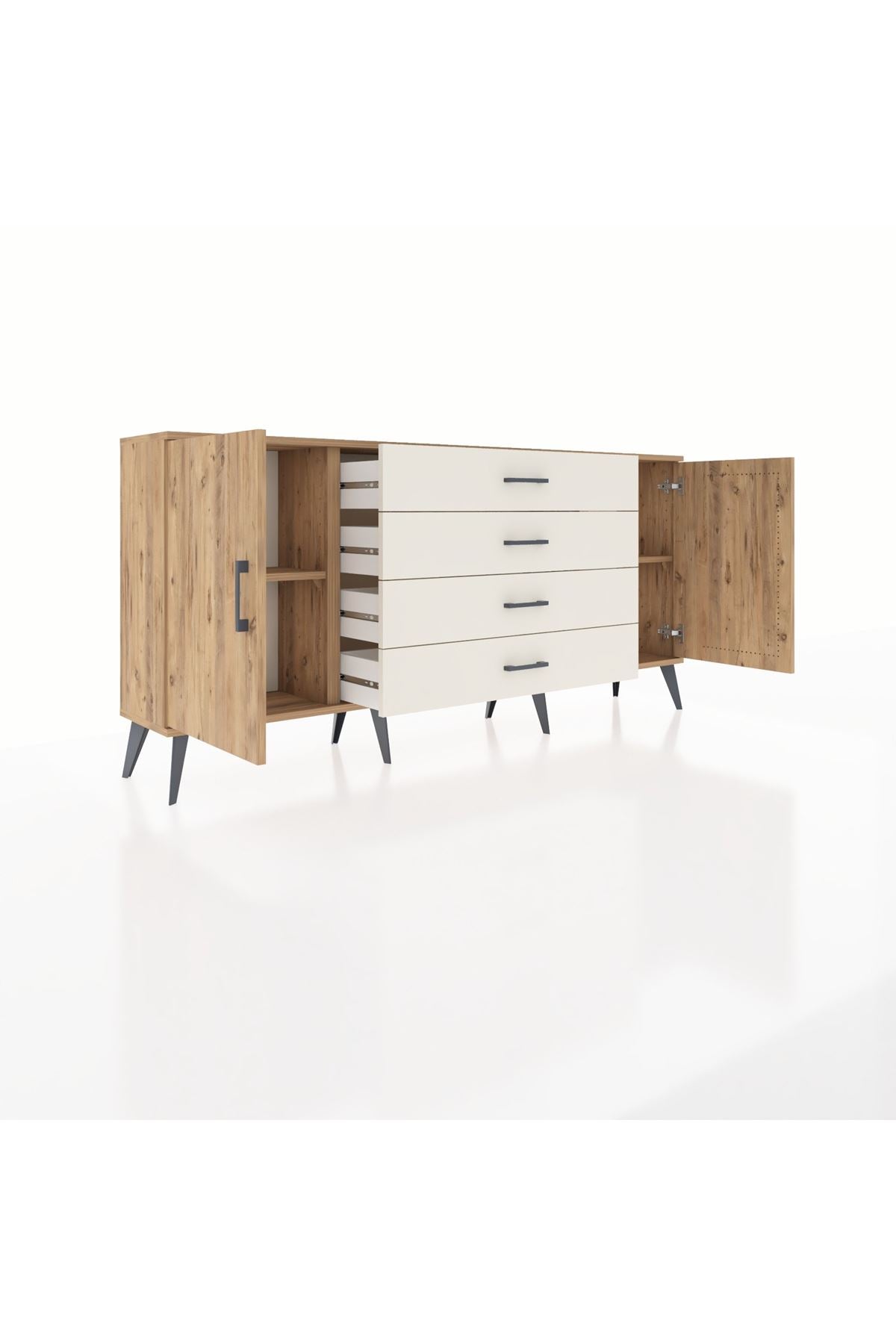 Arges Konsol 2 Raflı 4 Çekmeceli 2 Kapaklı 176x30x83 - S148M001V19A