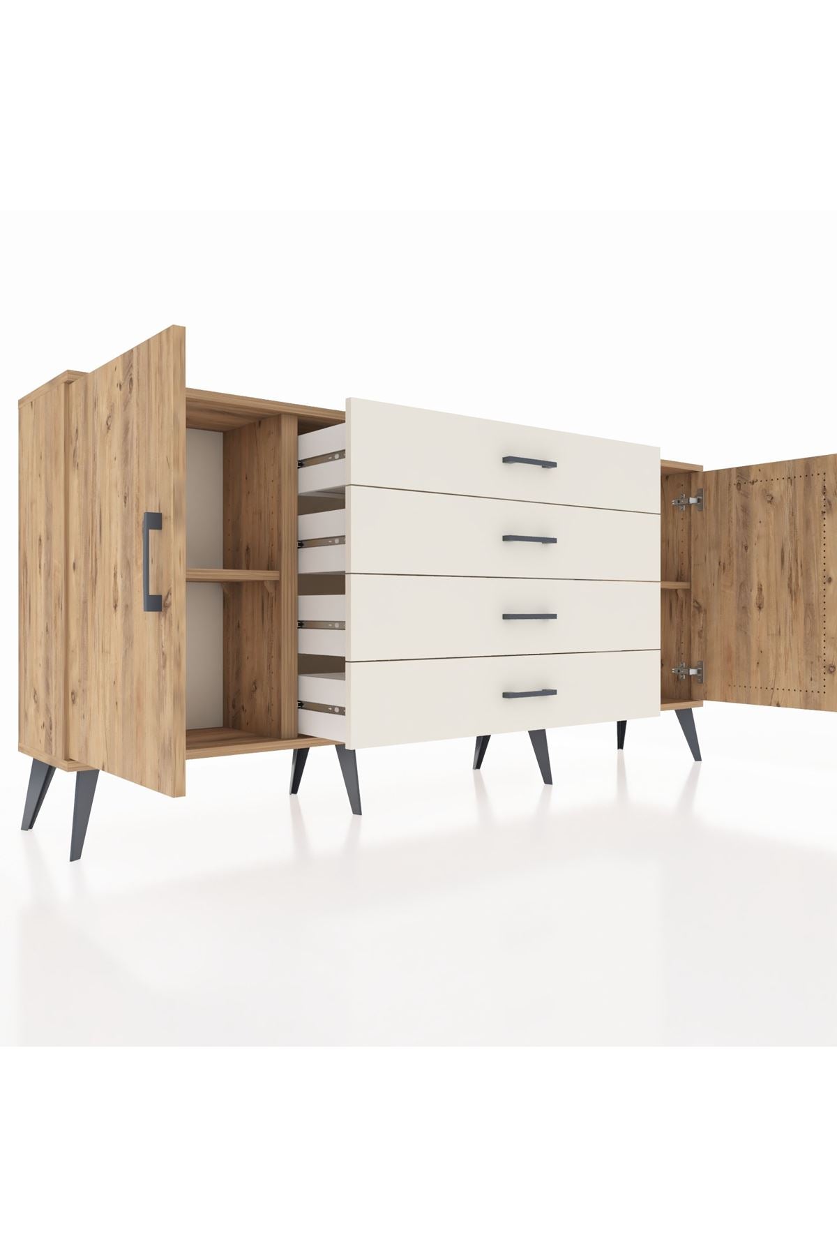 Arges Konsol 2 Raflı 4 Çekmeceli 2 Kapaklı 176x30x83 - S148M001V19A