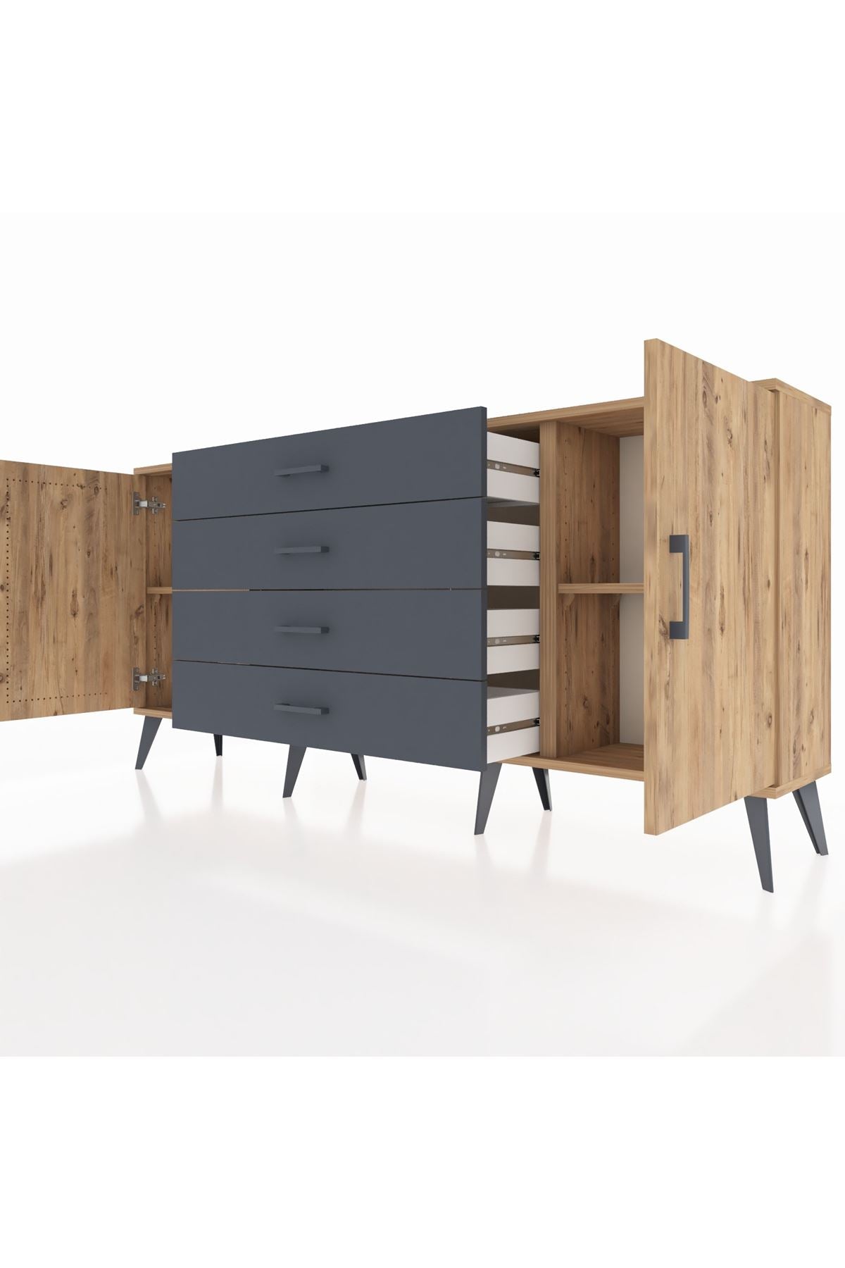 Arges Konsol 2 Raflı 4 Çekmeceli 2 Kapaklı 176x30x83 - S148M001V20A