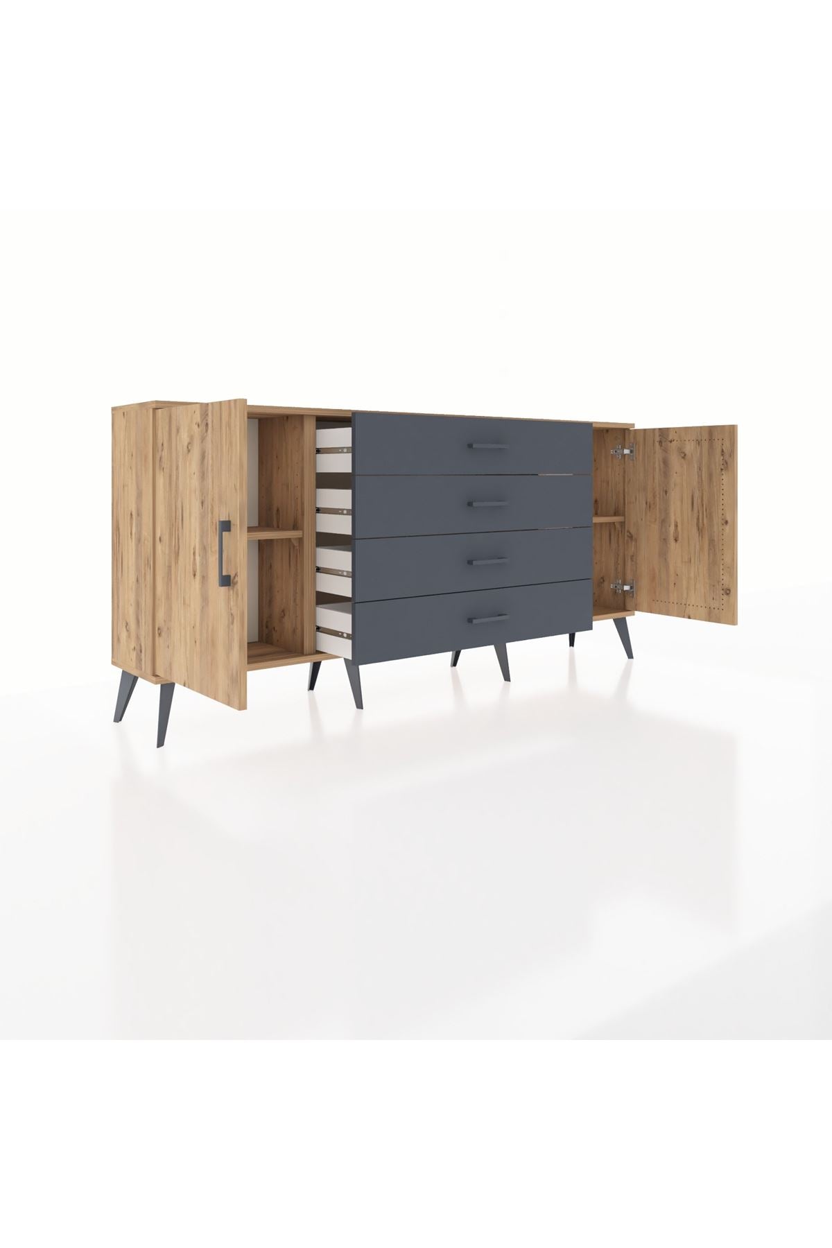 Arges Konsol 2 Raflı 4 Çekmeceli 2 Kapaklı 176x30x83 - S148M001V20A