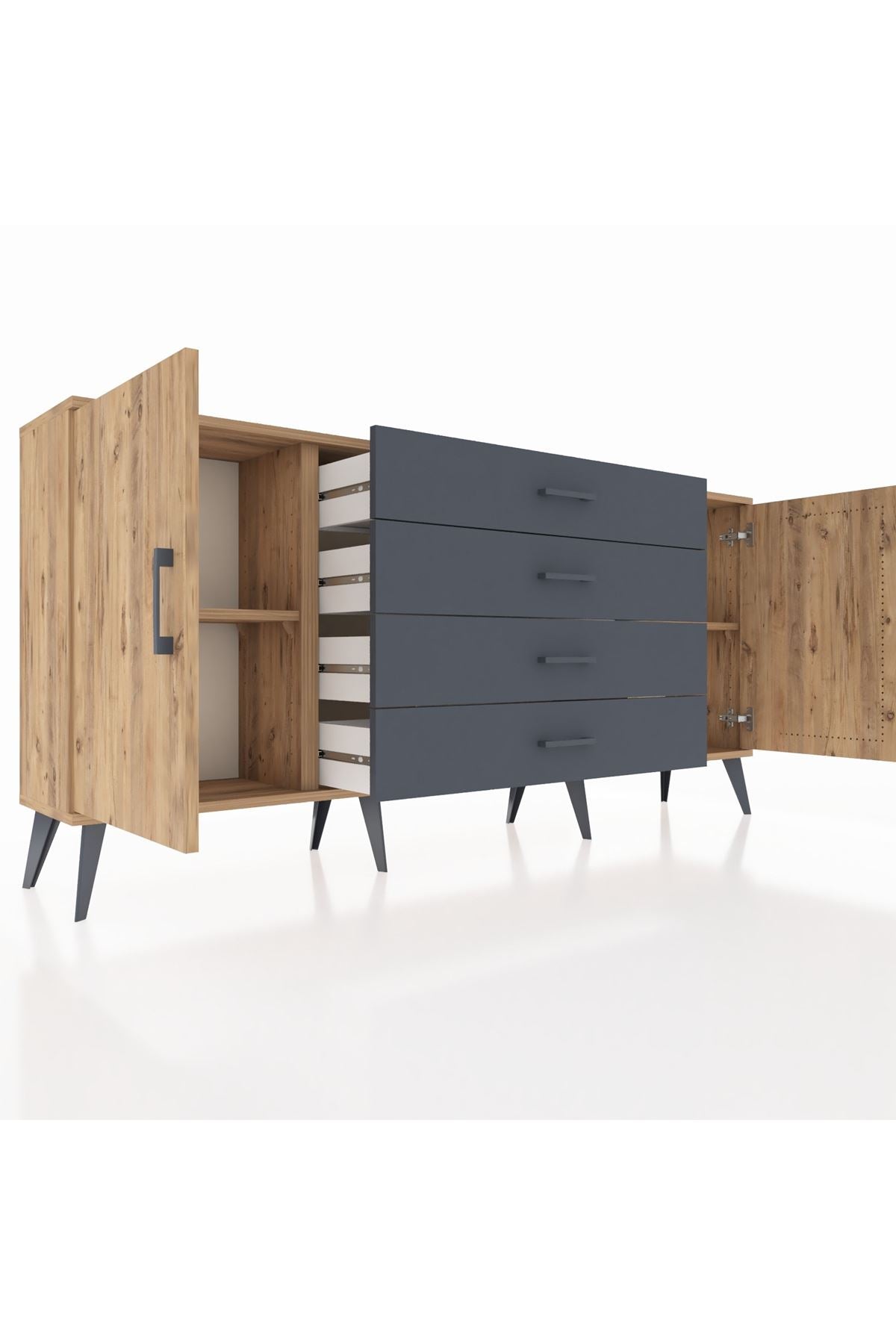 Arges Konsol 2 Raflı 4 Çekmeceli 2 Kapaklı 176x30x83 - S148M001V20A