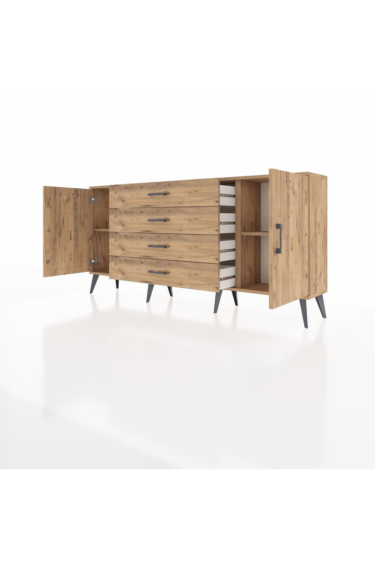 Arges Konsol 2 Raflı 4 Çekmeceli 2 Kapaklı 176x30x83 - S148M001V21A