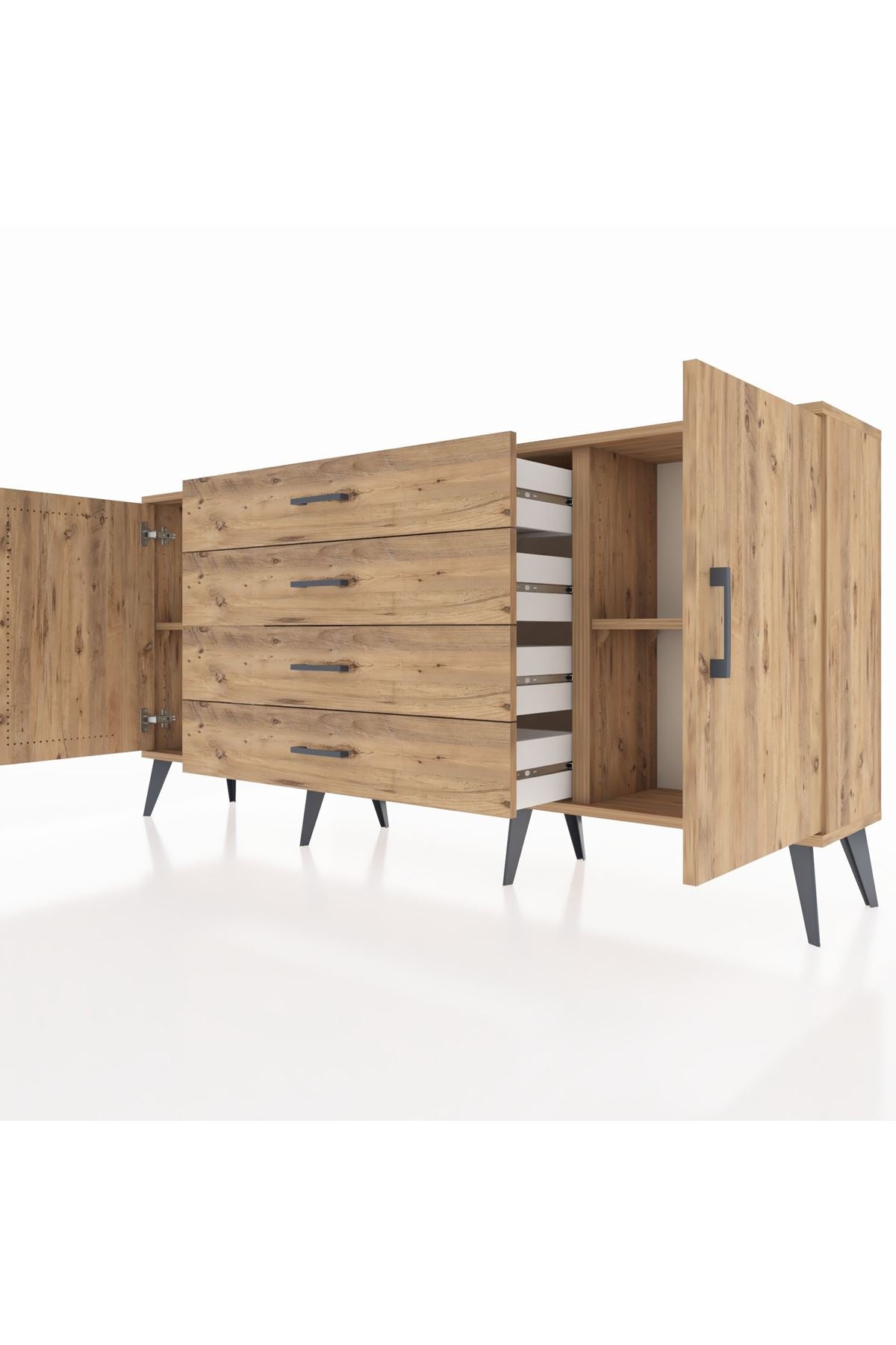 Arges Konsol 2 Raflı 4 Çekmeceli 2 Kapaklı 176x30x83 - S148M001V21A