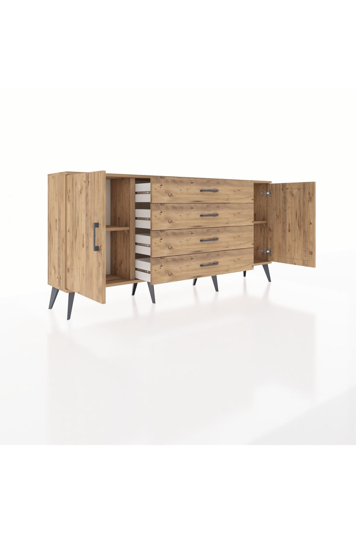 Arges Konsol 2 Raflı 4 Çekmeceli 2 Kapaklı 176x30x83 - S148M001V21A