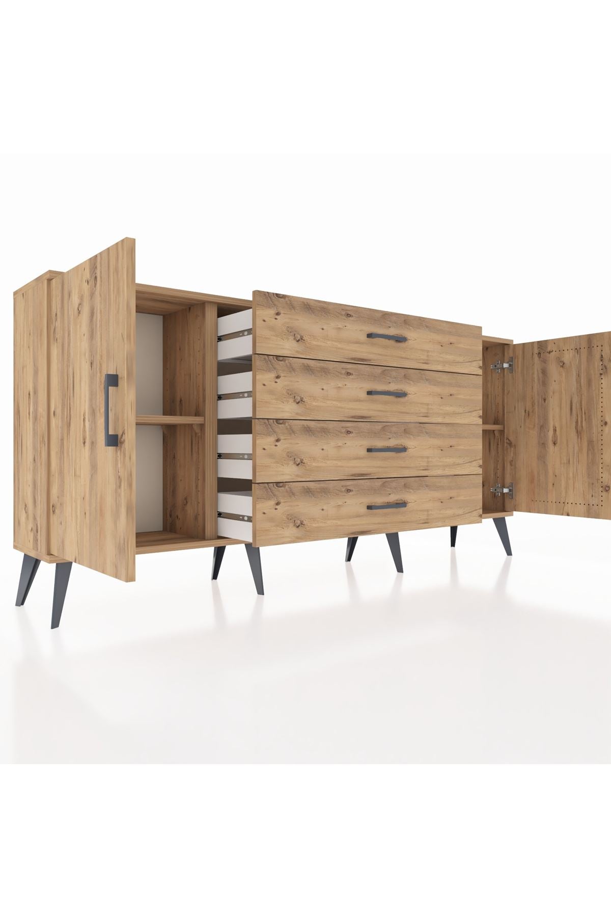 Arges Konsol 2 Raflı 4 Çekmeceli 2 Kapaklı 176x30x83 - S148M001V21A