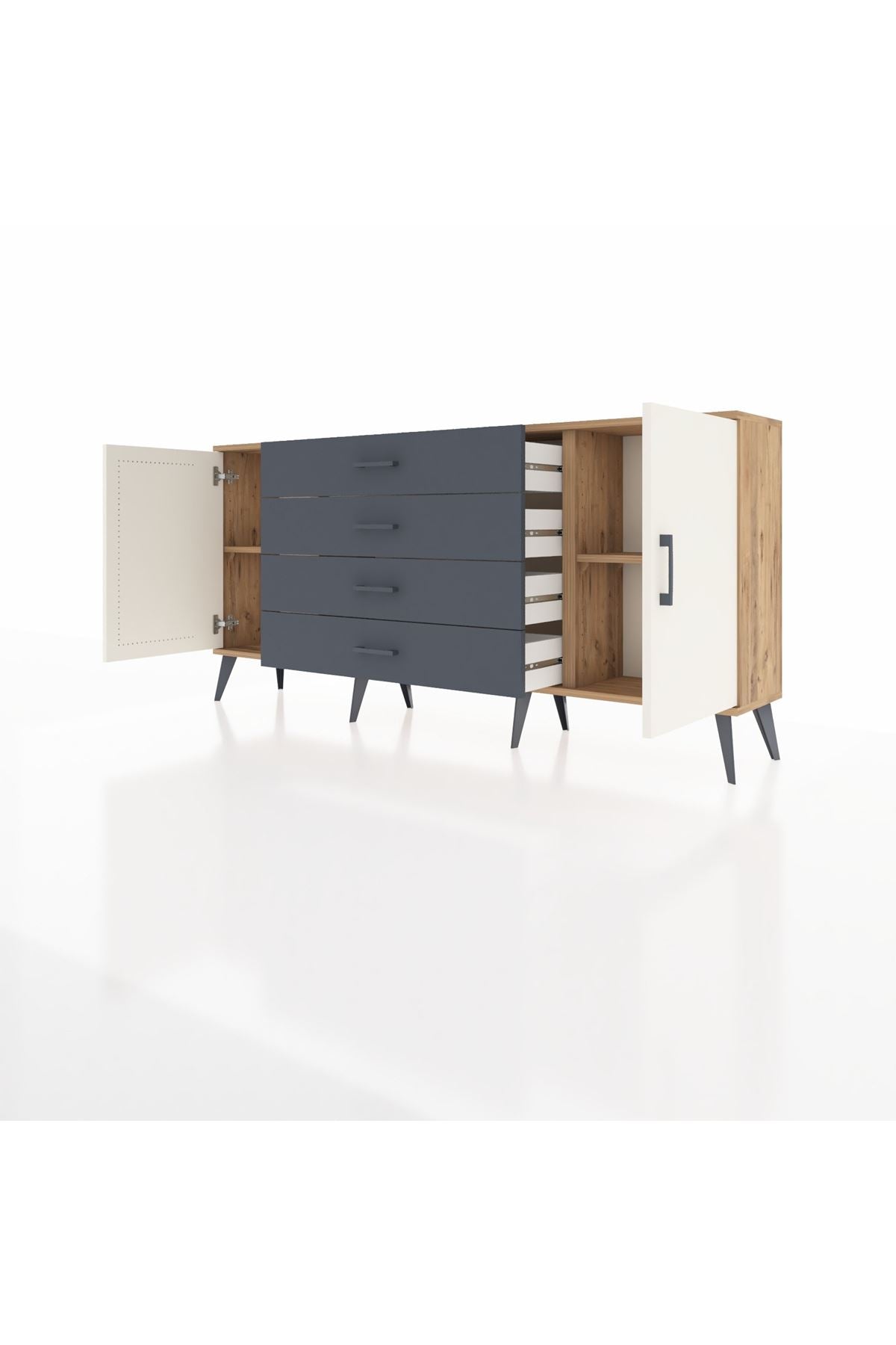 Arges Konsol 2 Raflı 4 Çekmeceli 2 Kapaklı 176x30x83 - S148M001V23A