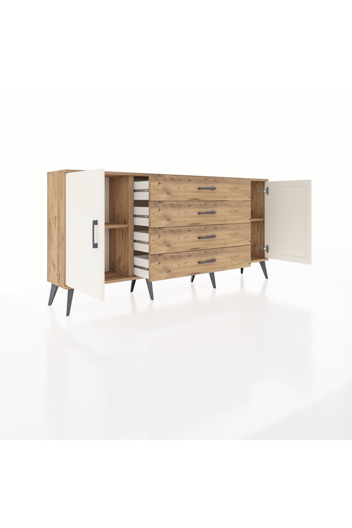 Arges Konsol 2 Raflı 4 Çekmeceli 2 Kapaklı 176x30x83 - S148M001V24A