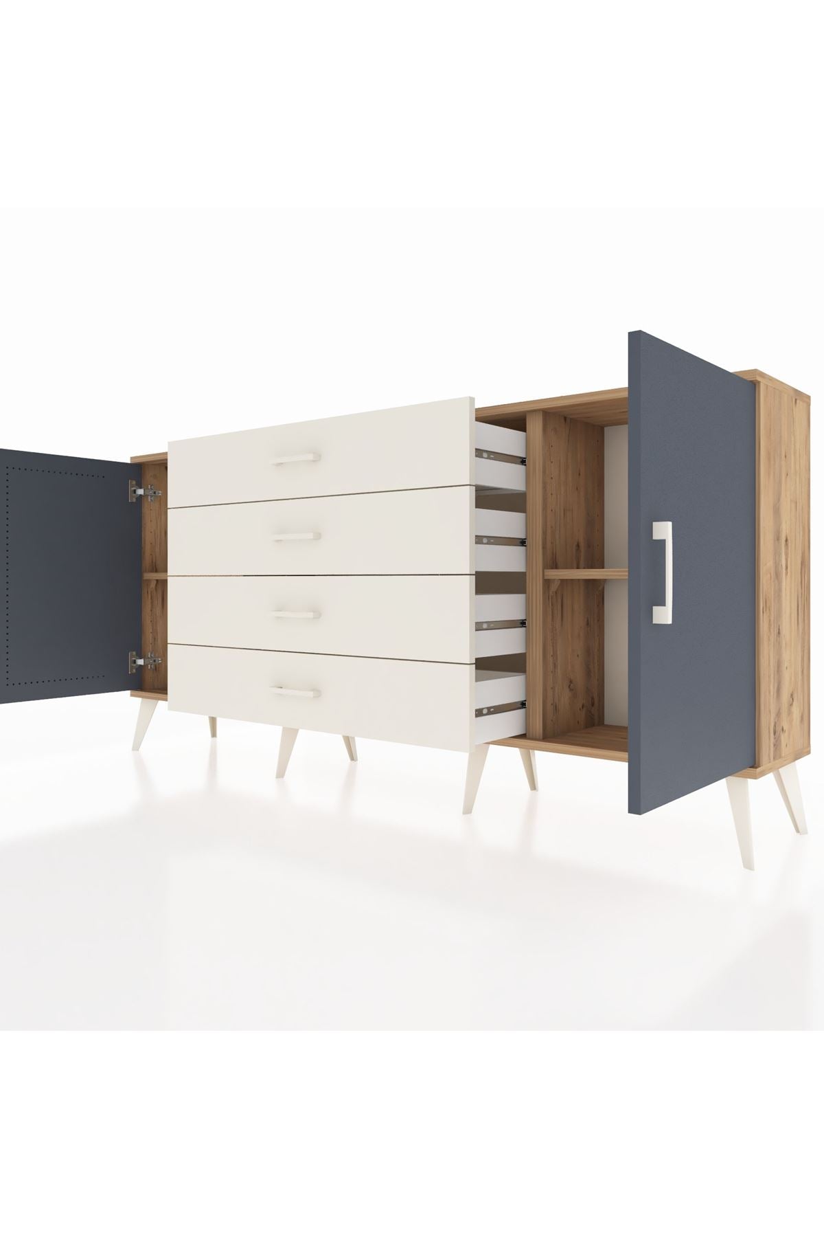 Arges Konsol 2 Raflı 4 Çekmeceli 2 Kapaklı 176x30x83 - S148M001V25A