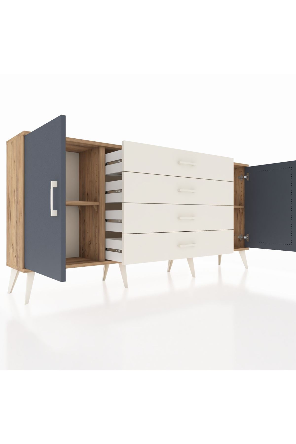 Arges Konsol 2 Raflı 4 Çekmeceli 2 Kapaklı 176x30x83 - S148M001V25A