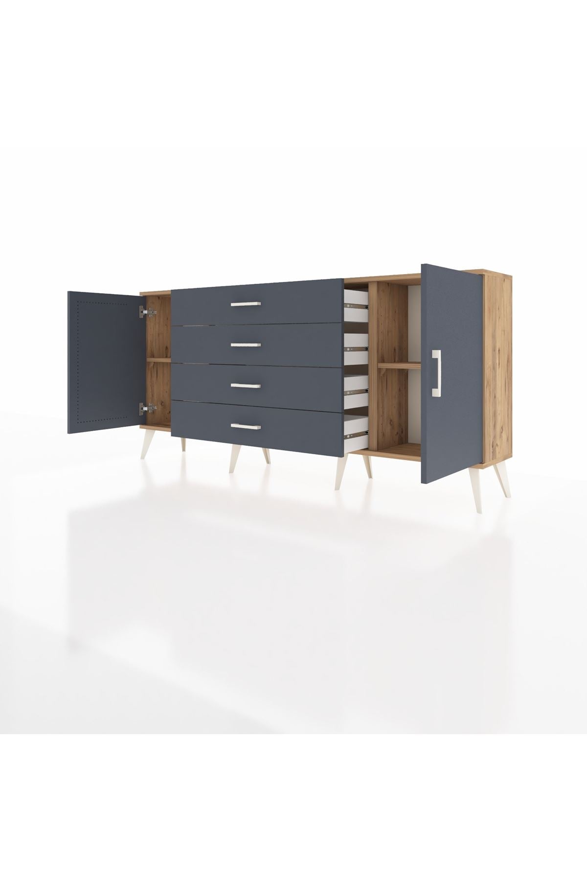 Arges Konsol 2 Raflı 4 Çekmeceli 2 Kapaklı 176x30x83 - S148M001V26A