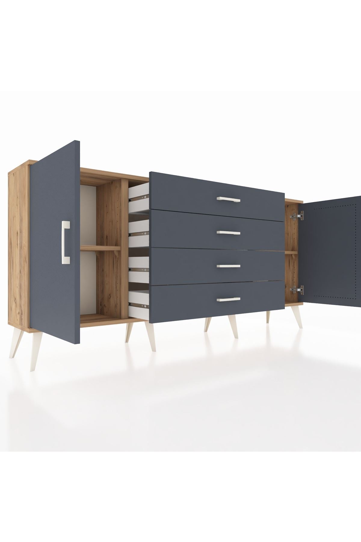 Arges Konsol 2 Raflı 4 Çekmeceli 2 Kapaklı 176x30x83 - S148M001V26A